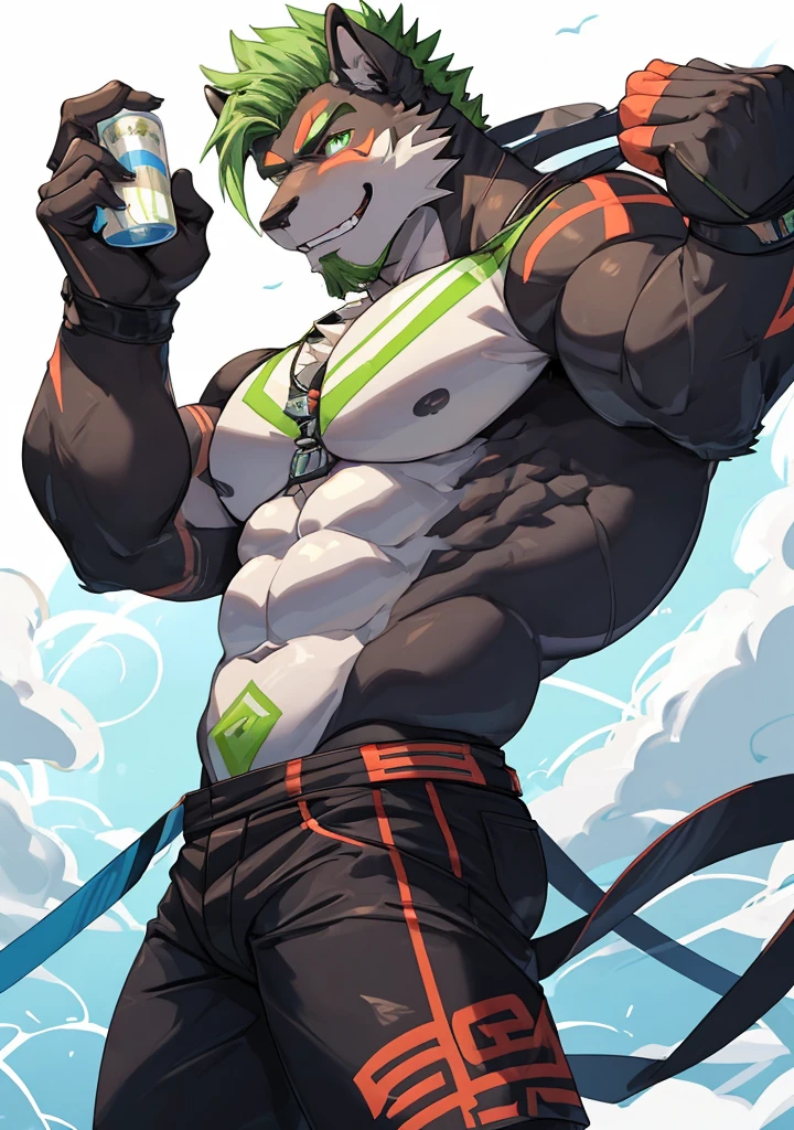 furry‚ Handsome, green hair, big cock, six pack.