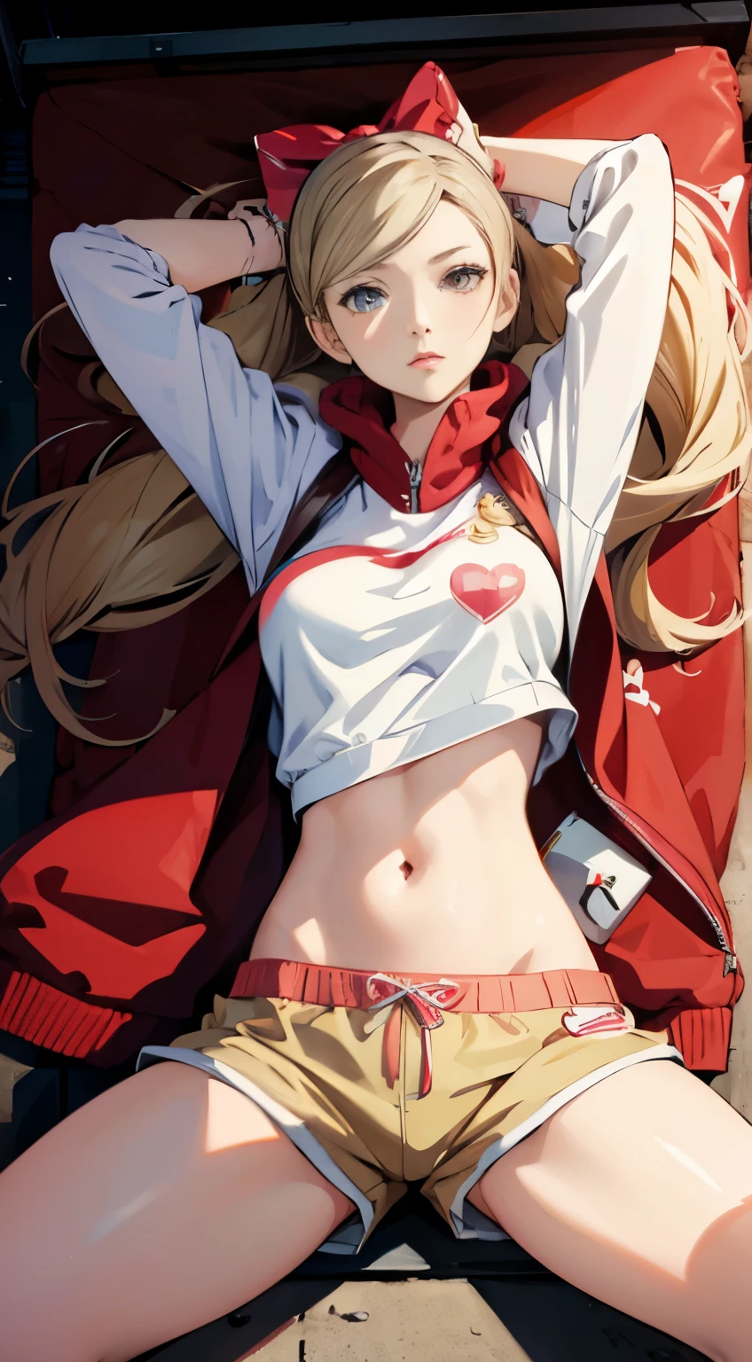 (((masterpiece))), HD 4k res image, no blur, Ann Takamaki, innocent, outdoor, wearing oversized Sweaters and shorts