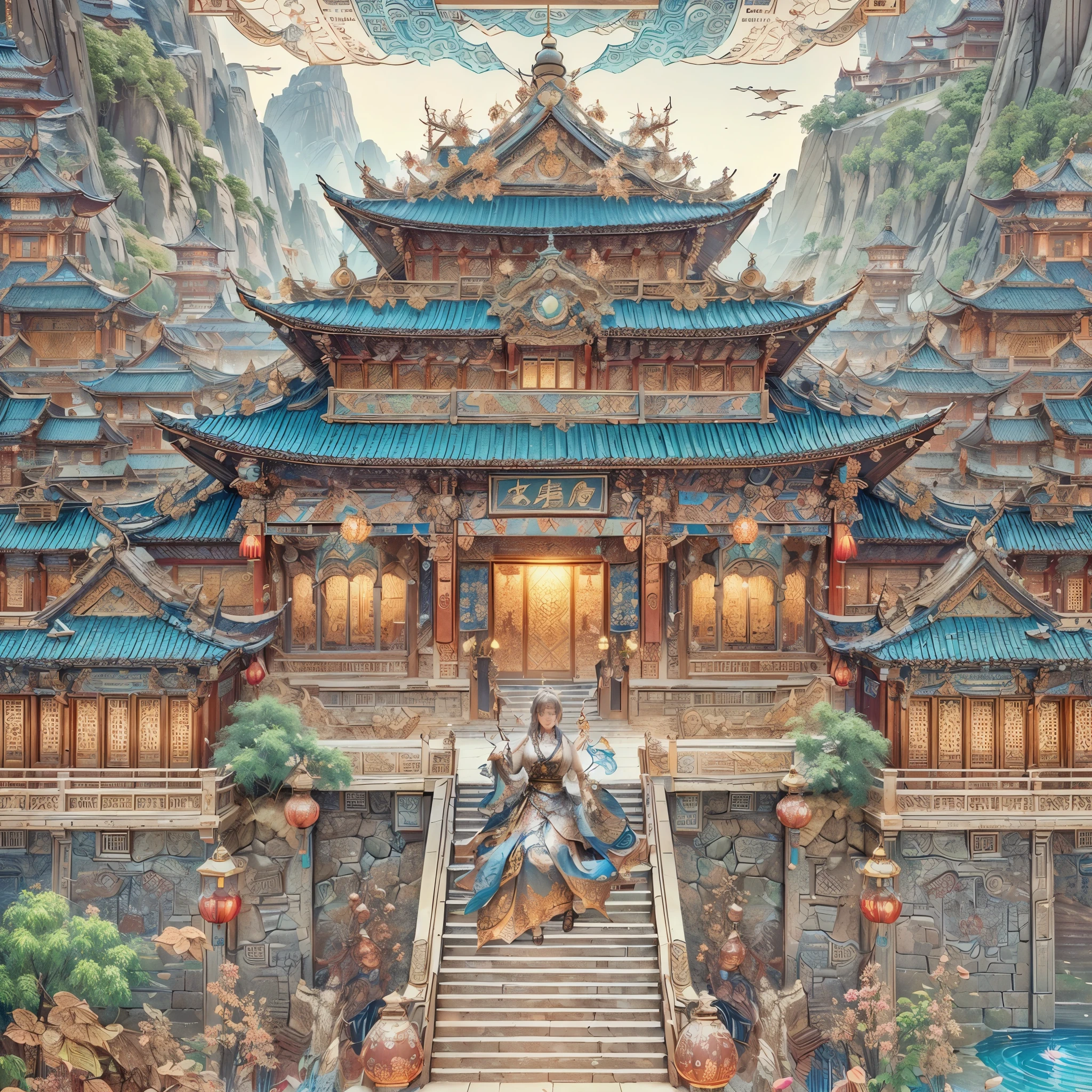 generate donghua character wearing traditional chinesse dress living at ancient chinesse era, chinesse castle, chinesse ornament,  masterpiece, hyperdetail, 8k, ambient effect, digital effect, masterpiece, best quality:1.2),(8k,highres,RAW photo,realistic,photo-realistic:1.3),(detailed skin texture,detailed cloth texture,beautiful detailed face:1.25),professional lighting,photon mapping,beautiful soft light,radiosity,physically-based rendering,raytracing, model shoot style, model shoot style, (extremely detailed CG unity 8k wallpaper), full shot body photo of the most beautiful artwork in the world,,
