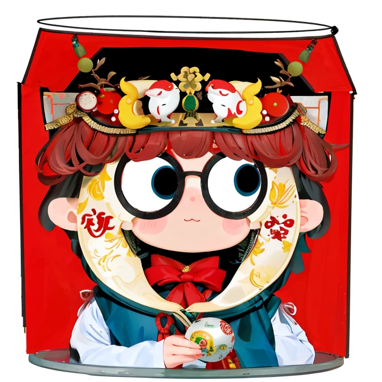 painting of a can,There's a boy's face on it,There is a bird on it, inspired by Tooth Wu, Inspired by Yumeji Takehisa, author:Central Plains South Tianfang, inspired by Harry Beckhoff, Inspired by Tawaraya Sotatsu, cereal mascot, Inspired by Junpei Sato, Inspired by Chen Daofu's Chinese Dragon Cute New Year