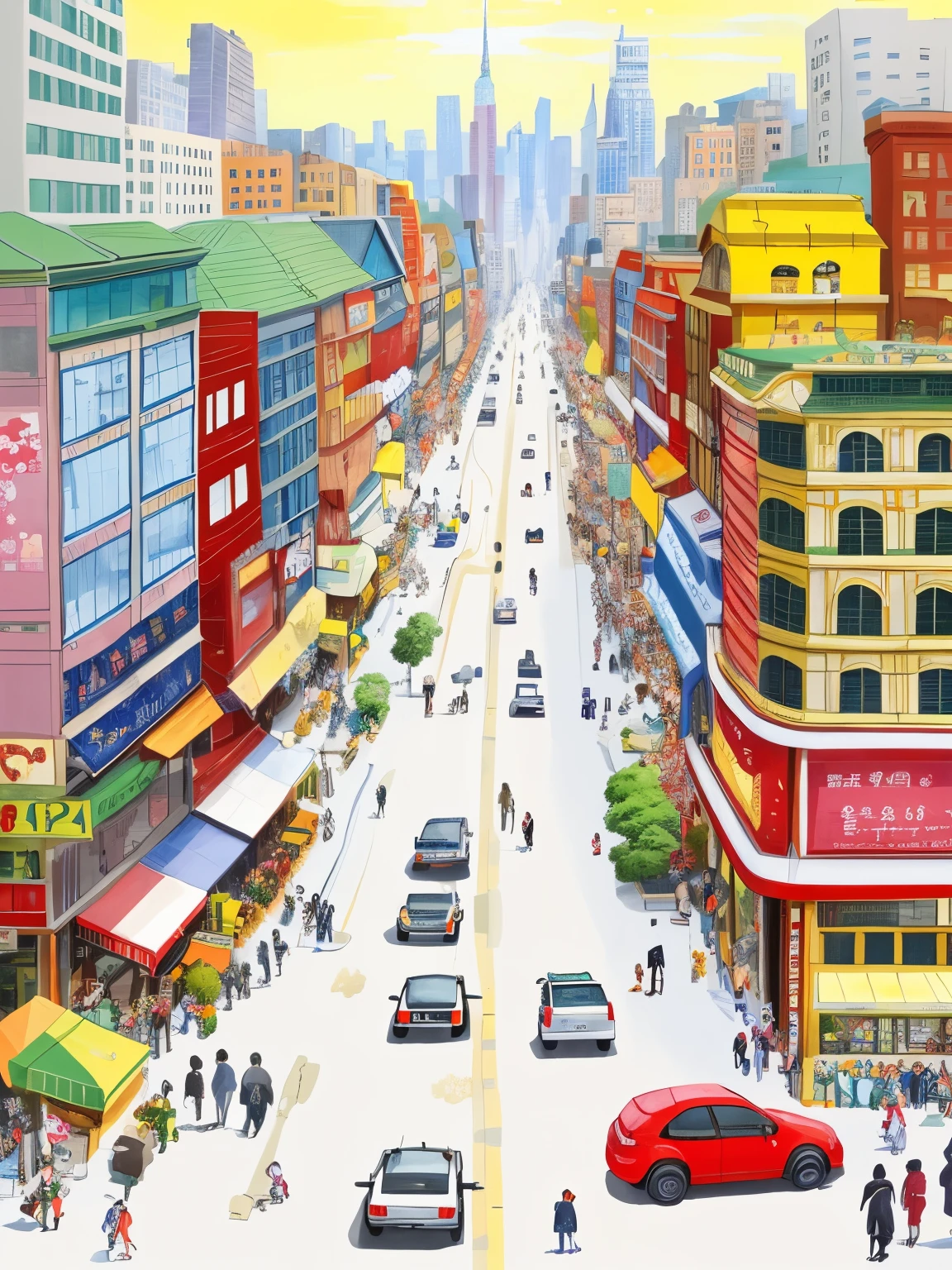 yukiy scene of a busy city street with cars and people, busy streets, author：Rainer Horsch, Rob McNaughton, busy street, crowding street, stunning art, Detailed streets, peter henket, author：Tom Scott RSA, magical realist, crowding streets, By senior artists, stunning art品, oil painting of an overpopulated, yuki, author：Thomas Dalziel