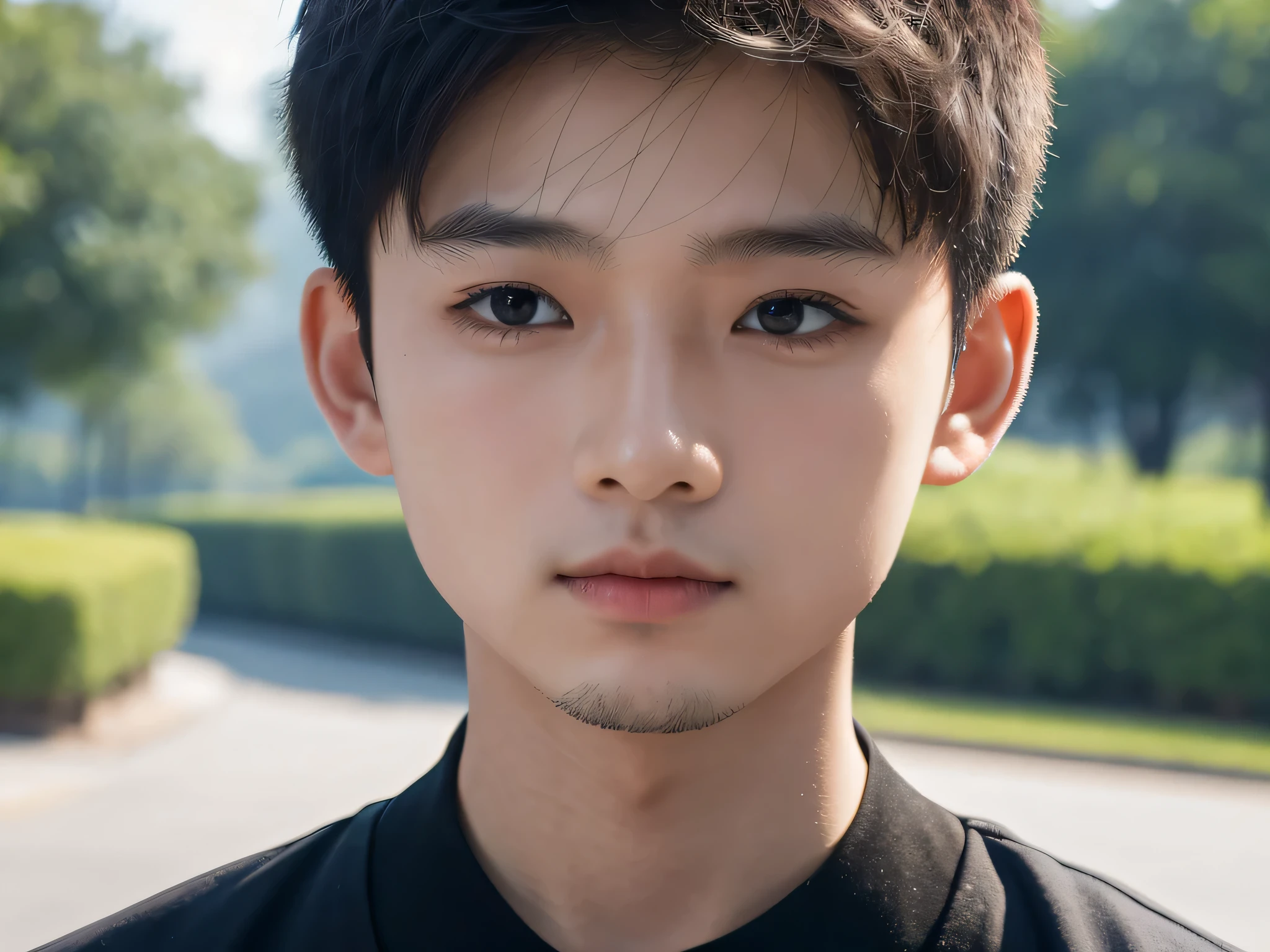A close up of a man with a black shirt and tie - SeaArt AI