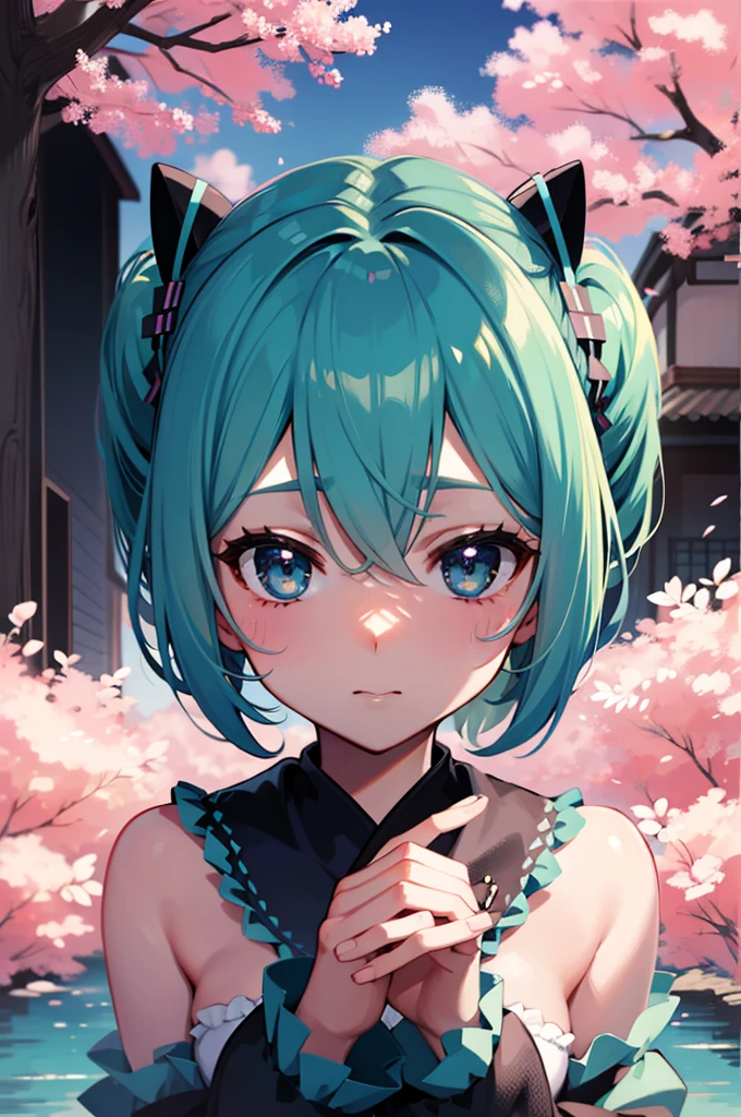（s the perfect face）HD 4K，Mirai Hatsune，komono，sakurabackground