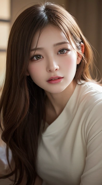 masutepiece, Best Quality, Illustration, Ultra-detailed, finely detail, hight resolution, 8K Wallpaper, Perfect dynamic composition, Beautiful detailed eyes , Hotel(Bet), Sexy face,Face feeling ecstasy,Face at the peak of sexual arousal,excited face from