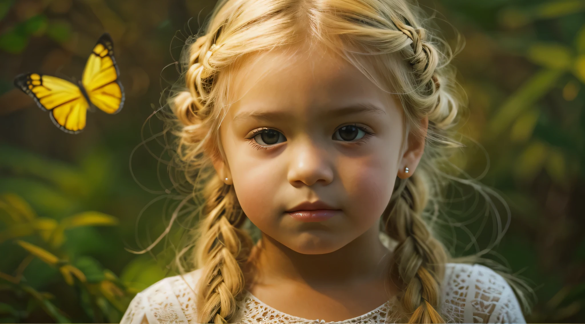 (Photo: 1.3) af (realism: 1.4), (()) ((white T-shirt)), blond hair, (twin tails), cute, super high resolution, (realism: 1.4), 1 little girl,-up, soft light, short hair, facial focus, cheerful, young, confident, ((grey background)), (((monochrome background))), high definition, details, looking up slightly, perfect picture, movie Picture quality, super high definition, beautiful children, delicate faces, elegance and luxury