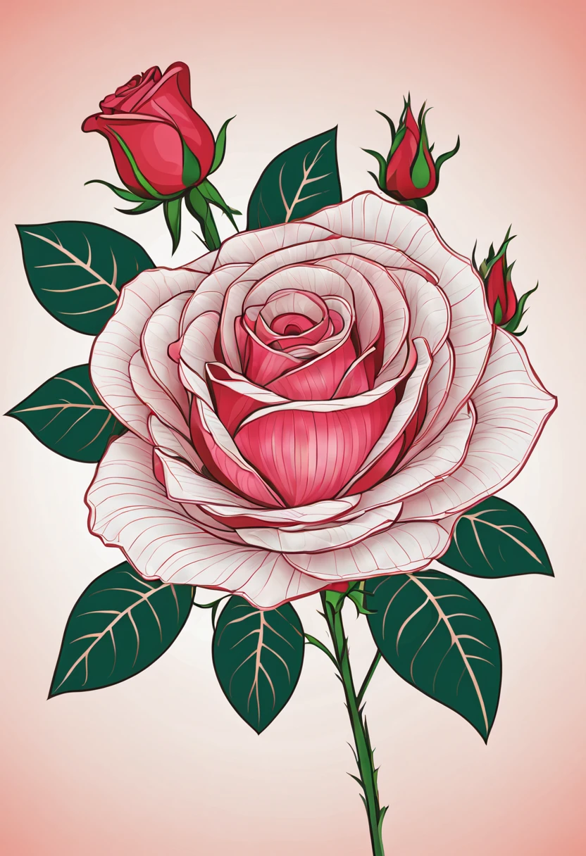 the image of a rose flower with a stem, which is obtained from randomly intersecting colored straight lines, the intersections of straight thin lines form the outline of a rose flower, a rose flower from colored thin lines, colored linear art