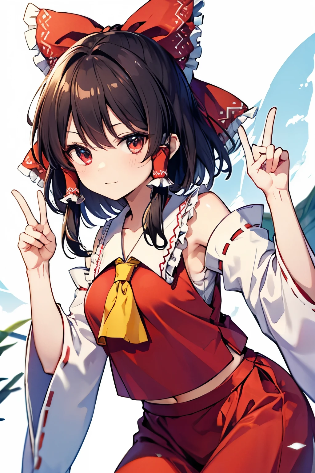 Hakurei Reimu,Touhou project, peace sign