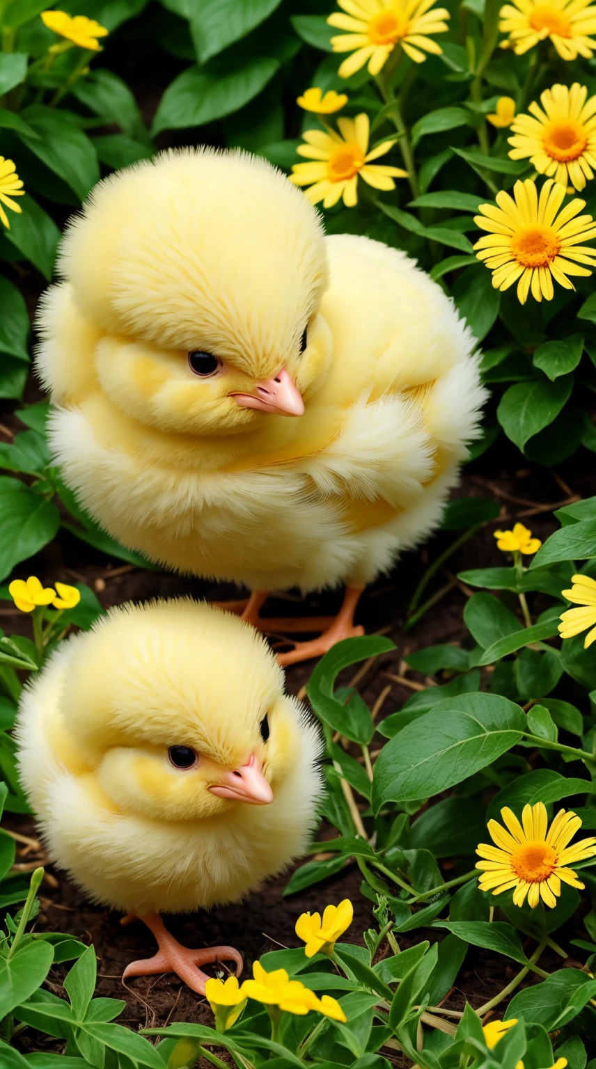 (baby chick,bird),animal photo, cute, lovely,in sunny garden,best quality, masterpiece, 8K