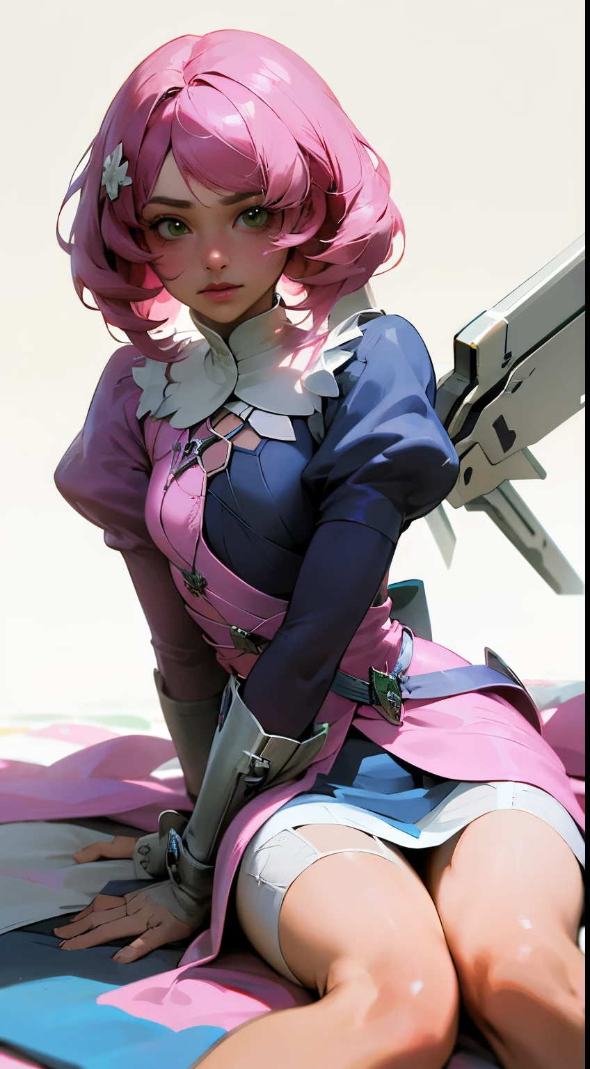 Alisa bosconovitch, melhor qualidade, contemporary, estilo plano, minimalismo, Green Eyes Flat Illustration, cabelo rosa, cabelo curto, cabelos multicoloridos, Camisa Preta, mechanical wings, Head Portrait Close-U, peito pontudo, decote, super decote, middlebreasts, Tekken，cabelo rosa pastel, 1girl, em quimono, hand-painted，Desenho de linha sem cor, colorida do yandere pastel, Tekken, [Detailed illustrations, Arte baseada em anatomia extremamente ideal, desenhos muito detalhados e detalhados, delicate lines with slowness and urgency, Realistic texture expression],(((Linhas principais coloridas)),(Obras de arte com excelente artesanato),(fundo do parque),[ anime  japonesa bonita 14 anoade Skinny] cabelo rosa claro, com roupa de empregada，figura esbelta，robusto，He sat on the floor，Vestido com roupas de empregada rosa e branco，cabelos muito curtos，com orelhas de gato，quadratic element，, kawaii cor-de-rosa na roupa da era de 1910, Alisa Bosconovich pink lips, no estilo da paleta de cores suave aurorapunk, an anime illustration of his face, gifs animados, hand drawn animation, charming sketches, suave e brilhante, romantismo nebuloso, Estilo Superflat, fundo branco - ar 1:1 - niji 5 - estilo expressivo --s 50