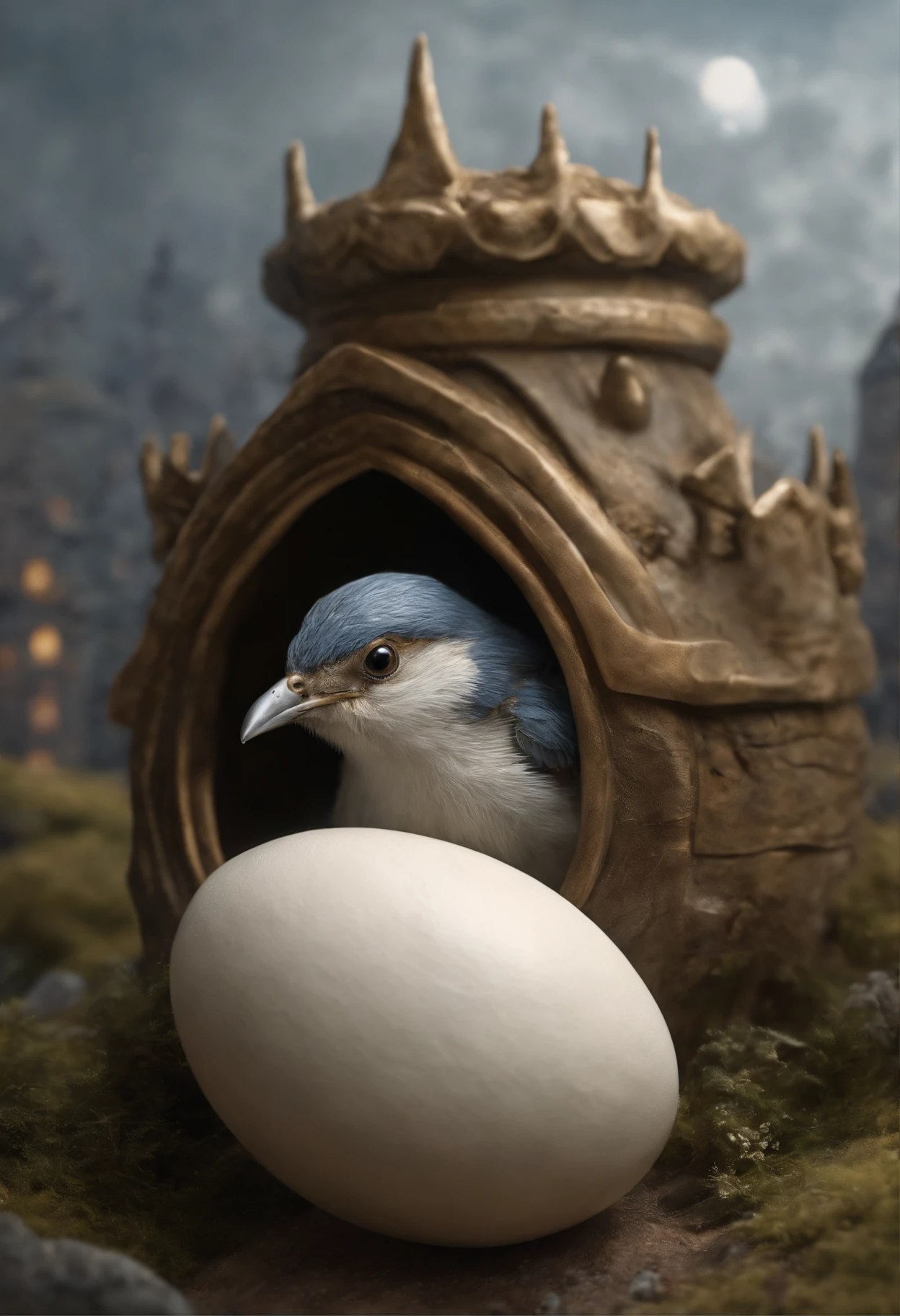真实感, dark fantasy style, John Tolkien style, Small painting by Jean-Baptiste Monge, a small bird sits in a white eggshell, A Newly Hatched Dragon, ultra realistic 3d illustration, portrait shot, Realistic Paleoart Photography, extreme close up portrait, closeup portrait shot, highly realistic photo, based on Bob Eggleton, hyper realistic render, hyper realistic render, Hyper-realistic rendering, close up portrait shot, adorable digital painting, ultra realistic picture ,The city, megalopolis, city trail, big house, glass skyscraper, Jean-Baptiste Monge, anthropomorphic --ar 2:3 --testp -optimistic;