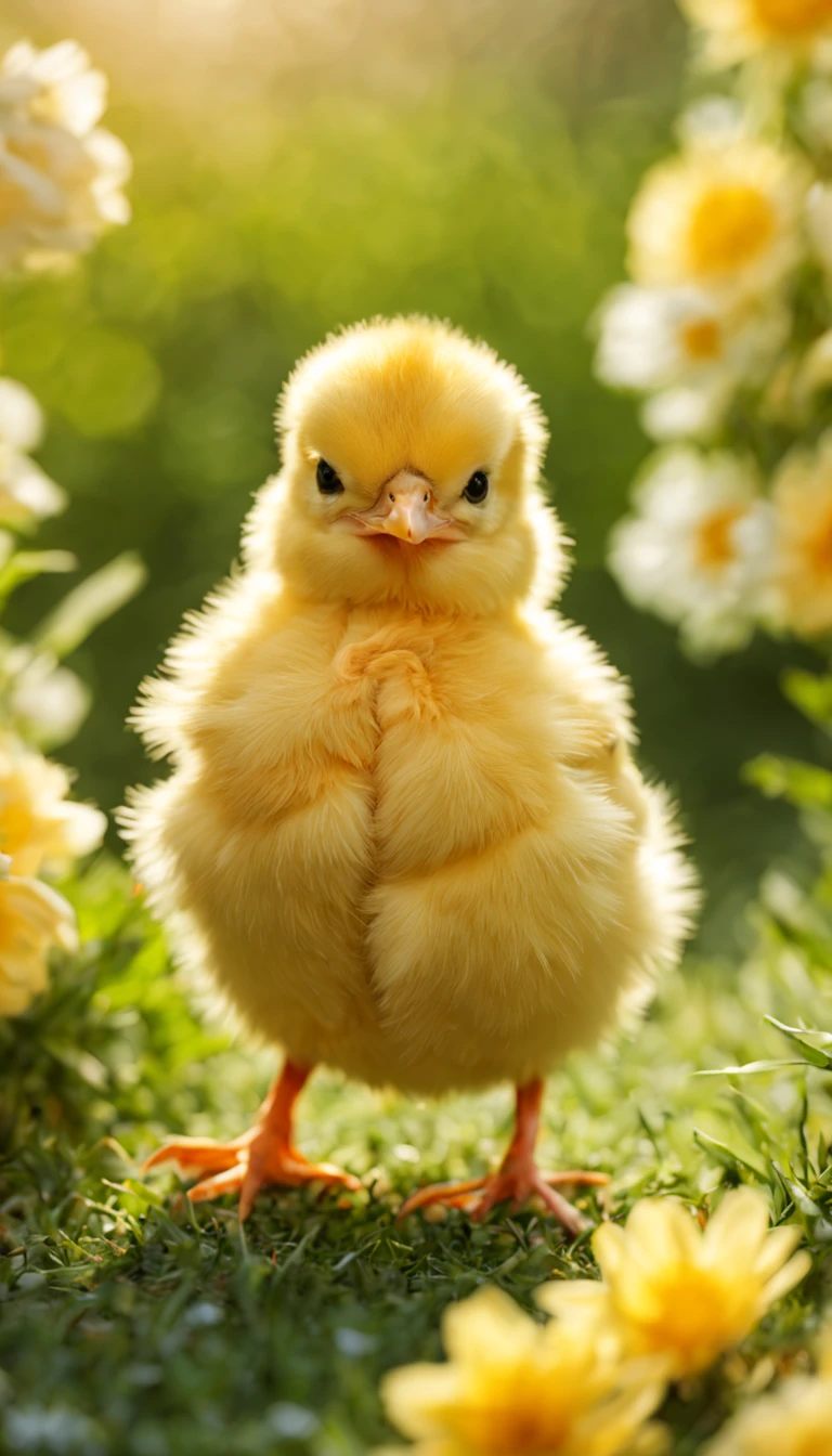 (baby chick,bird),animal photo, cute, lovely,in sunny garden,best quality, masterpiece, 8K