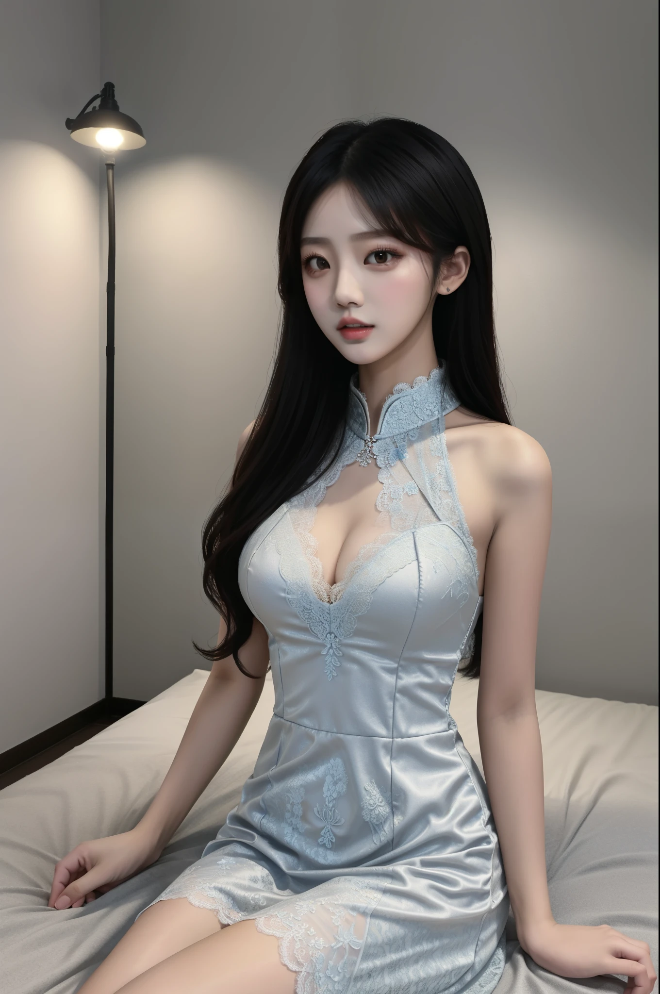 lace dress1,（非常详细的 CG 统一 8k 壁纸），most beautiful artwork in the world，1girl，The upper part of the body，kpop idol，jisoo，