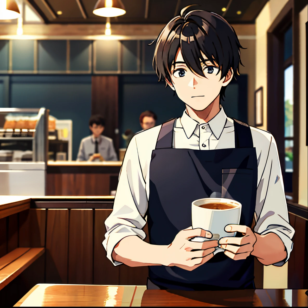 2 boy,in the cafe