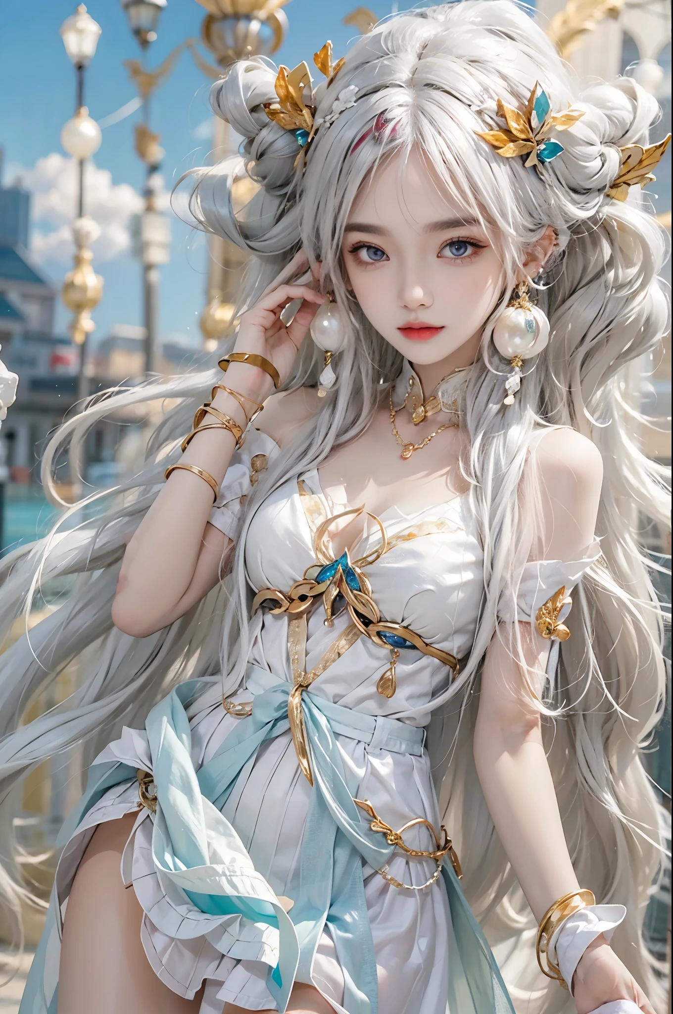 high quality、amount of light、frankness、photograph、High resolution、4K quality、super 8k、best photography、High resolution、best quality、best photography、super cool 8k、8k quality、surreal、1 girl 20 years old、catch light on eyes、one goddess athena、Bewitching、sexy、eros、Pink and purple silk dress、Perfect face goddess Athena、light yellow sexy nightgown、Long and sheer women's saint nightdress with many sexy black lace details、legendary saint、saint icon、Elegant beautiful woman's saintly shine、dark and mysterious version、saint's crown、vermilion lips、beautiful and sexy lips、please don't laugh、please shut your mouth、intricate details、detailed background、very detailed 、(A clean face with no blemishes:1.5)、sacred female body、 (Big round eyes and beautiful detailed makeup: 1.8)、careful makeup、silk nightgown、Mystical makeup、bracelet、bangs and bright blonde hair、cowboy shot、(the saint itself: 1.8)、hanging arms、vivid realistic images、 (The stars that make up the sky: 1.7)、(Entrance to sky and space-time novels: 1.8)、fiction art、RAW photograph、Hanfu photography、Goddess of Photo Art、most faithful color scheme、best photographyの色、masterpiece、hair ornaments、necklace、jewelry、beautiful face、Upper body、effect brand tyndall、actual photo、Dark studio、border light、two tone light、(white-pink skin: 1.4)、(high skin detail: 1.1)、Optical zoom、Shining sparks fly around the saintly woman、digital single lens reflex、soft light 、Bokeh、smooth and sharp、10x pixel up、female sexy god、enchanting goddess、(backspace: 1.8)、(galaxy: 1.7)、 aurora、lightning、(aurora background:1.8)、best eyes、Picture-perfect eyes、beautiful saints and flowers々、Approached the goddess、