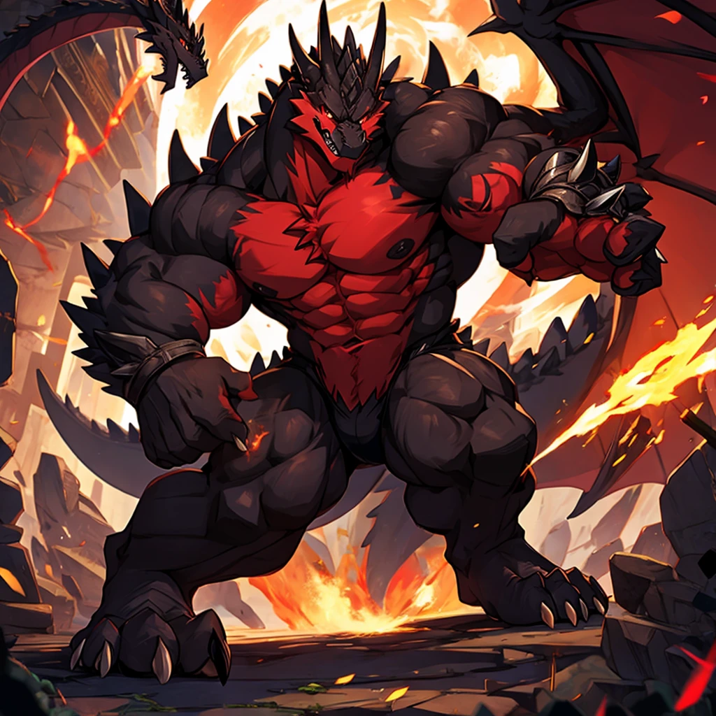 A black dragon,strong,Red,rampage,Magic,toenails