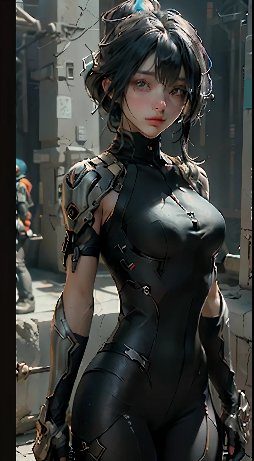 ((Melhor qualidade)), ((obra-prima)), (altamente detalhado:1.3), 3D, bela (cyberpunk:1.3) hacker mulher com cabelo volumoso grosso operando um terminal de computador nsfw nude