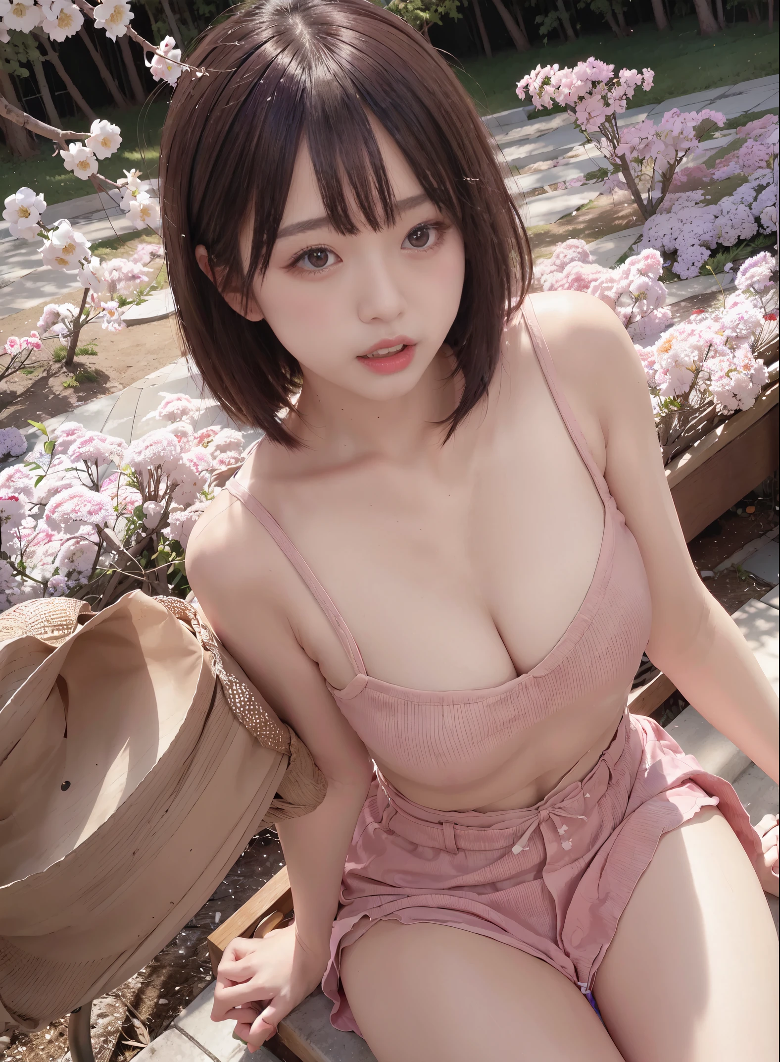 masterpiece, realistic, Open your mouth and laugh out loud, Product quality, ((1girl in)), ((Camera work seen from above)), a Japanese young pretty woman, Bright blonde hair girl with purple eyes laughing under the starry sky, A woman wearing a purple kimono, detailed costume, hyper pretty face, Glossy lips, Glamorous figure, ((Screaming)), oral invitation, 二重まぶた, Natural makeup, long eyelashes, shiny smooth green hair, short-cut, asymmetrical bangs, High resolution, high detailing, detailed hairstyle, Detailed face, spectacular movie lighting, Vibrant, Perfect limbs, Perfect Anatomy, tre anatomically correct, red blush, Derel