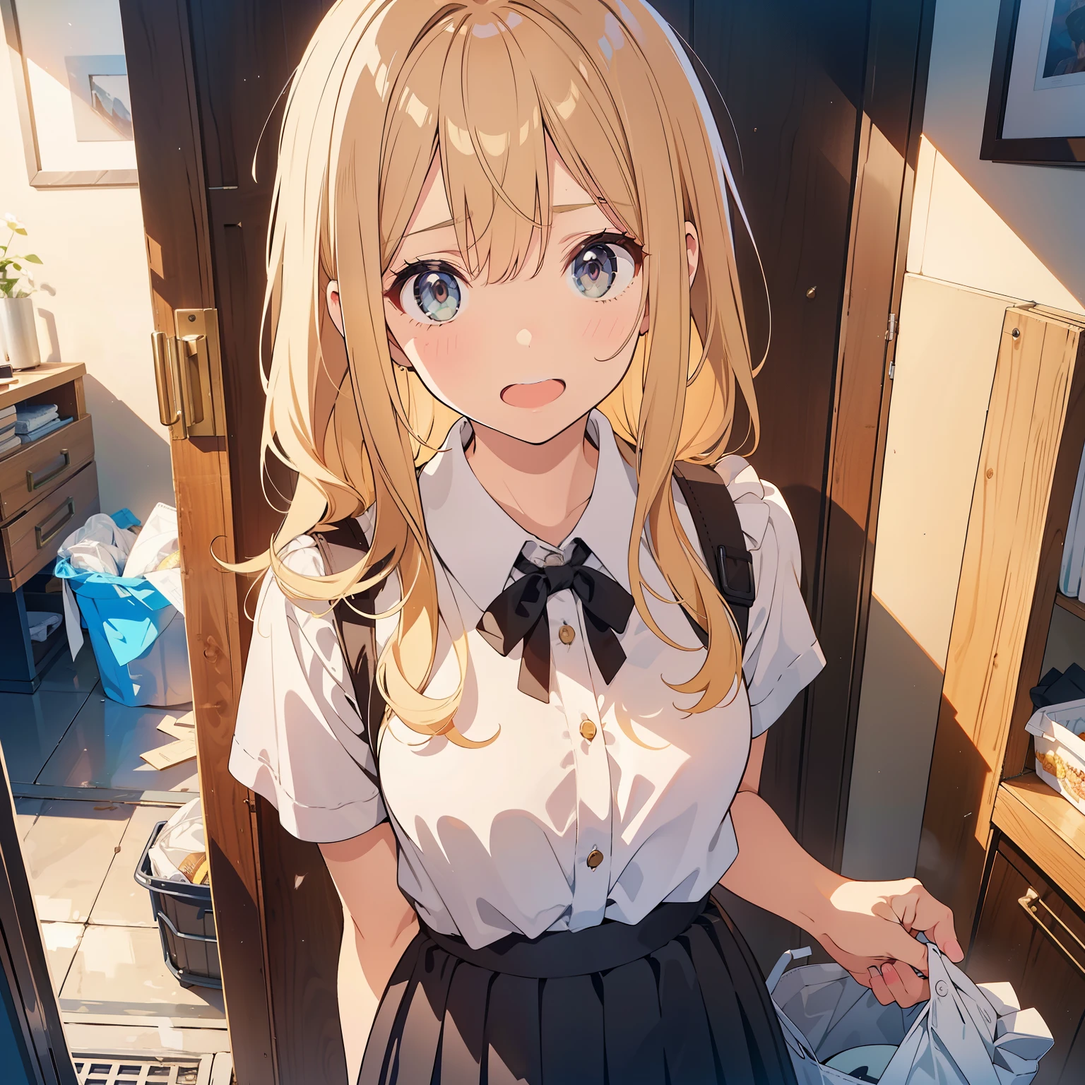 (masterpiece, best quality), 1girl, <lora:0013Asanaford:0.8> sanaford, blonde hair, petite, serafuku