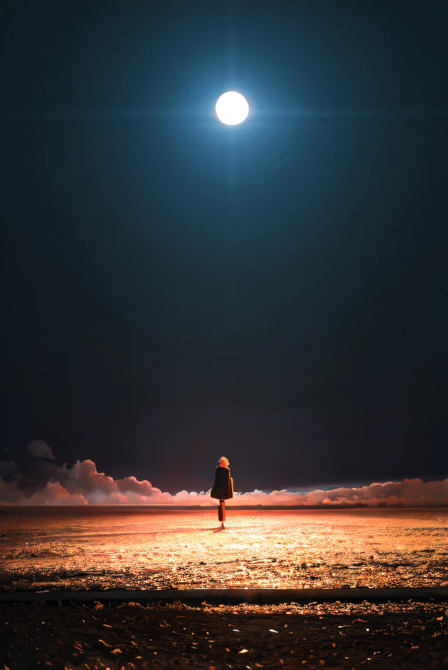 The moonlight shines on the dark earth