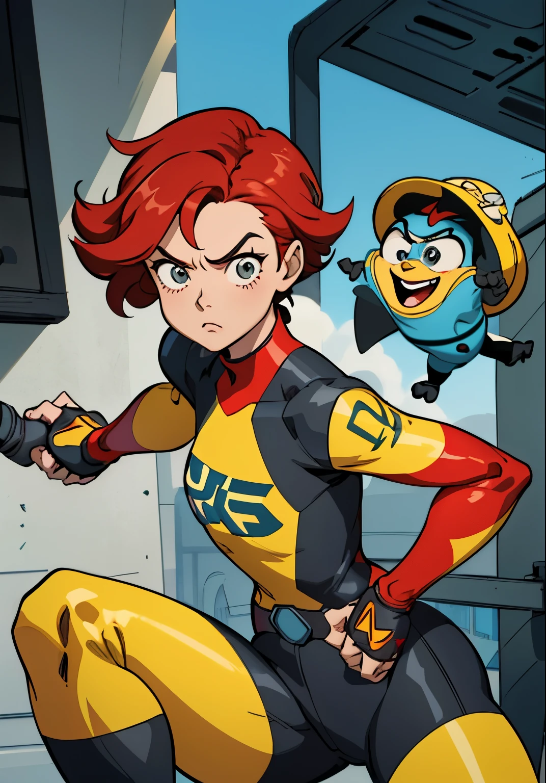 a cartoon image of a woman in a red and black costume, as a pixar character, depicted as a pixar character, ideal pixar character, pixar character, cute pixar character, wearing red and yellow hero suit, character is in her natural pose, iconic character, female protagonist 👀 :8, movie character, cartoon pixar style, in style of pixar, female protagonist
