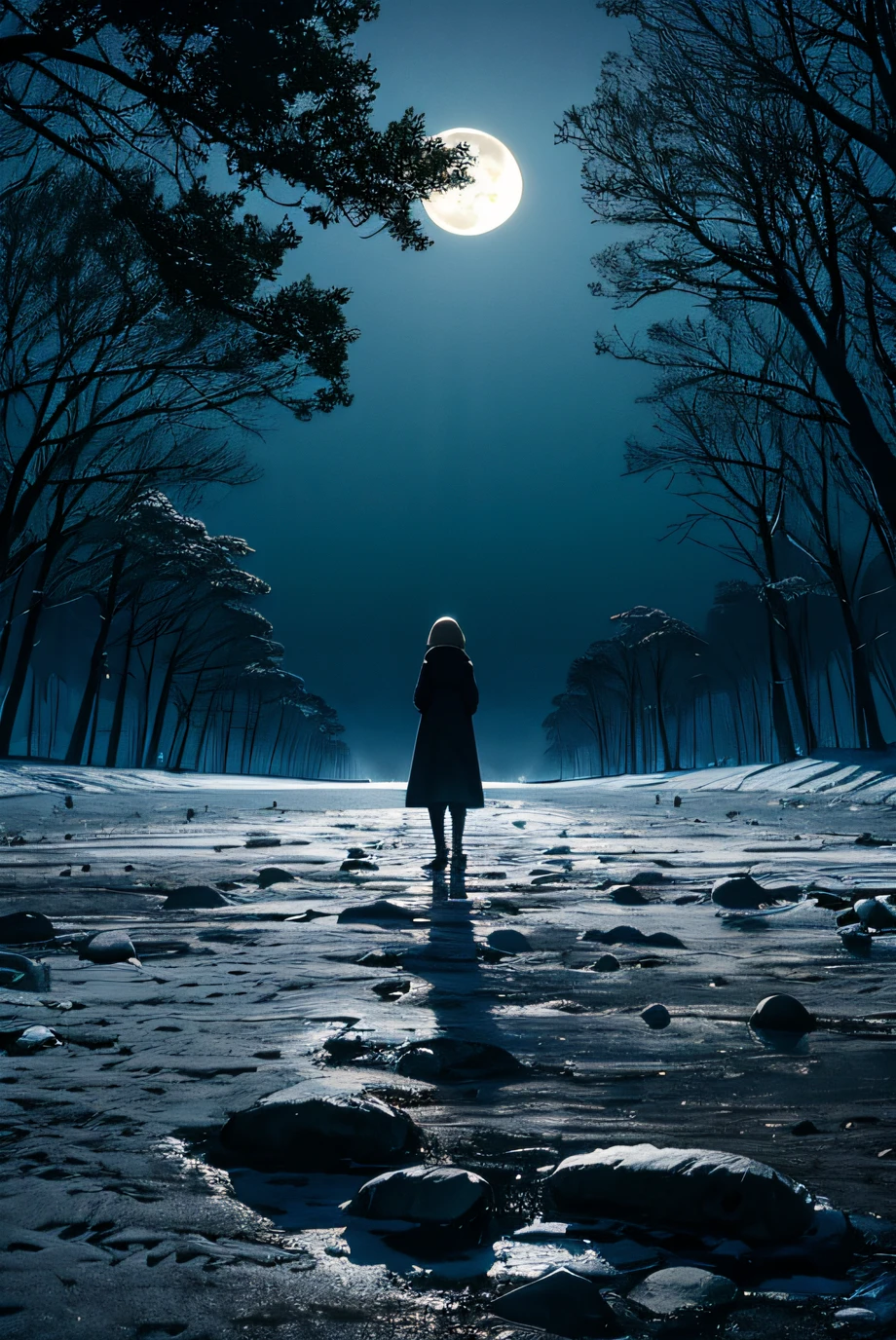 The moonlight shines on the dark earth