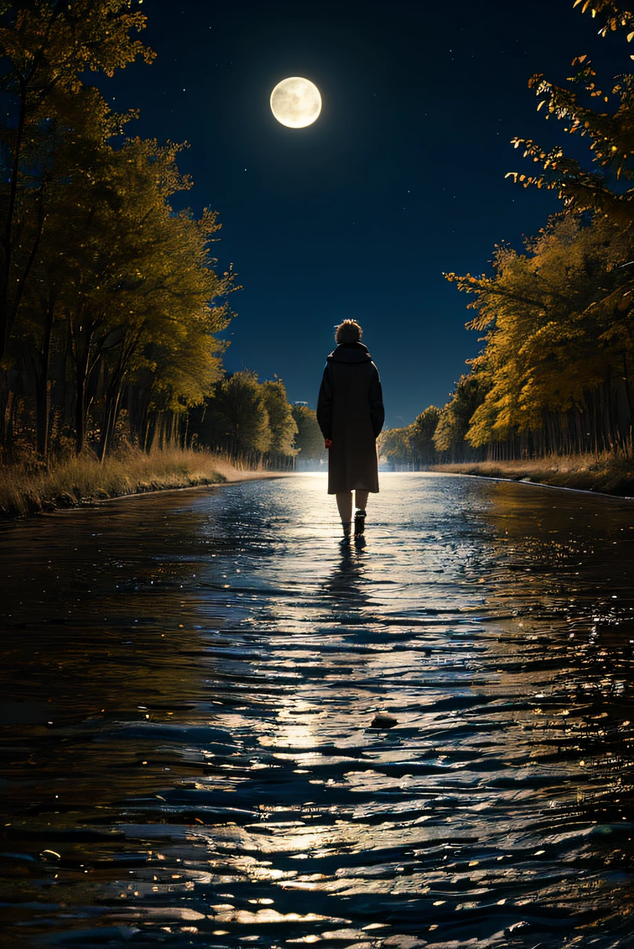 The moonlight shines on the dark earth