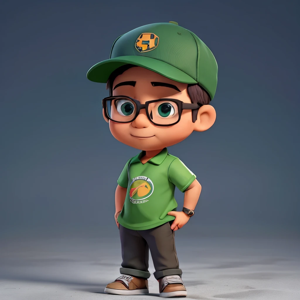 Malay man, body a little plump, wearing glasses, wearing a green baseball cap, wearing a T-shirt collar, standing next to a Honda ADV motorcycle