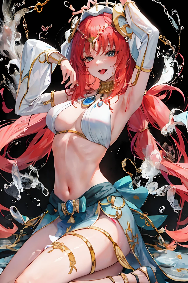 like a dream, 1 , Lie down in bed,human character, The large, navel, ,(tmasterpiece, 最好's质量 at best), sidelightning, ,美丽's眼睛, Subordinate chains, Slave collars, Lie down in bed, Slave costumes, roll eyes, and the tongue sticks out, With the tongue, 疯狂's, with her mouth open, scream, Ahegao, dyspnea, face flushed, perspired, Slave costumes,,tmasterpiece, 最好's质量, A high resolution, 8K, ultra - detailed, high high quality, 十几岁's女孩,clothes 99%awas,'s,succubus theme,with tattoos