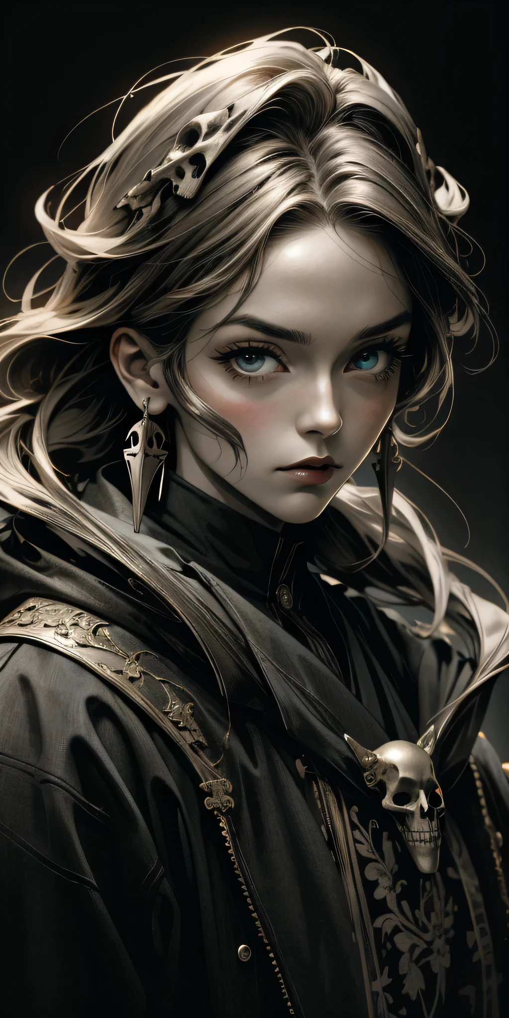Portrait photo of an beuatiful woman ,perfect eyes , (((masutepiece+Best Quality+High resolution+Ultra-detailed))), Boa Hancock, snake_skull, cabelos preto e longos, Sharp eyes, noble, Skull background, A sexy, sharp focus, photo by greg rutkowski, soft lighting, vibrant colors, masterpiece, ((streets)), detailed face