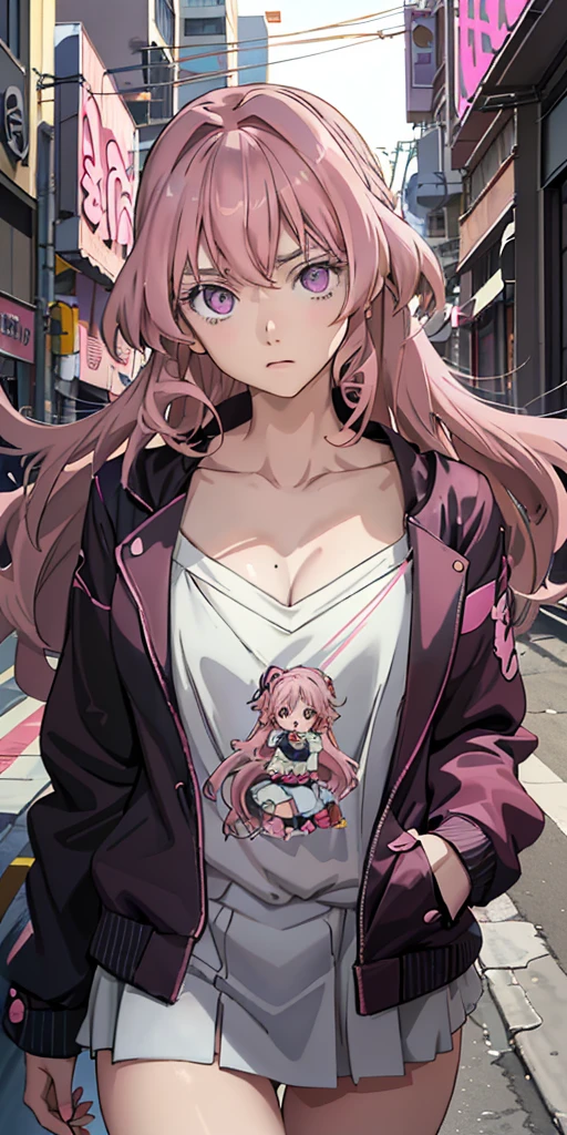 ((anime girl with long pink hair and pink eyes in a pink jacket)), attractive anime girl, beautiful anime girl, beautiful anime woman, photorealistic anime girl render, realistic anime artstyle, seductive anime girl, anime style. 8k, artgerm. anime illustration, detailed digital anime art, beautiful alluring anime woman, digital anime art, realistic anime 3 d style