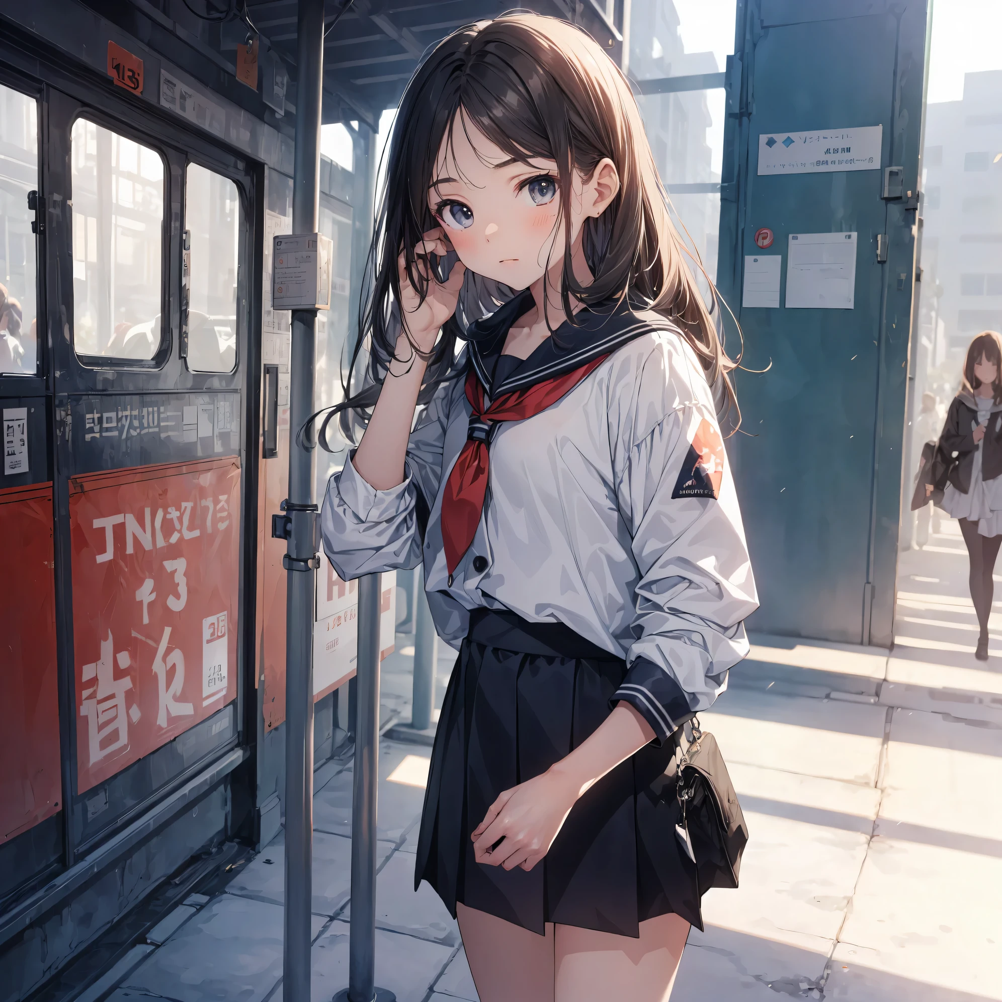 (Best Quality, 4K, 8K, hight resolution, masutepiece:1.2), Ultra-detailed, (cool and realistic,Photorealsitic:1.37), hight resolutionであり, anime moe art style, best anime 8K konachan wallpaper, Pixiv Contest Winner, Perfect Anatomy, Ultra-detailed細なスキン,BREAK,(Draw a girl sleepily walking to school. ),BREAK, 1girl in, (Solo,Lori,,13yea:1.3),Full limbs, complete fingers, a junior gynous attraction, Eros is fleeting, (Parted hair in the middle),Very short hair,Forehead, flat chest, Small butt, groin, Small eyes,Beautiful detailed black eyes, Well-proportioned iris and pupils, disgusted eye, hight resolution detailed hair, Sailor Uniform, Skirt, On the way to school. BREAK,Medium: Anime Art, Vibrant colors, Sharp Focus, Professional, Bokeh.
Lighting: Natural light shining a soft light on the girl, Create a warm and cozy atmosphere on your way to school..BREAK,Best lighting by famous artists, 8K,Illustration,
