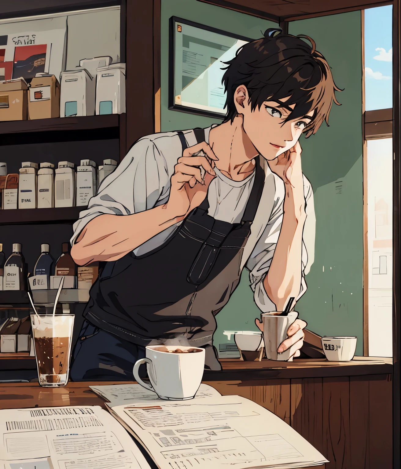 1boy,in the cafee