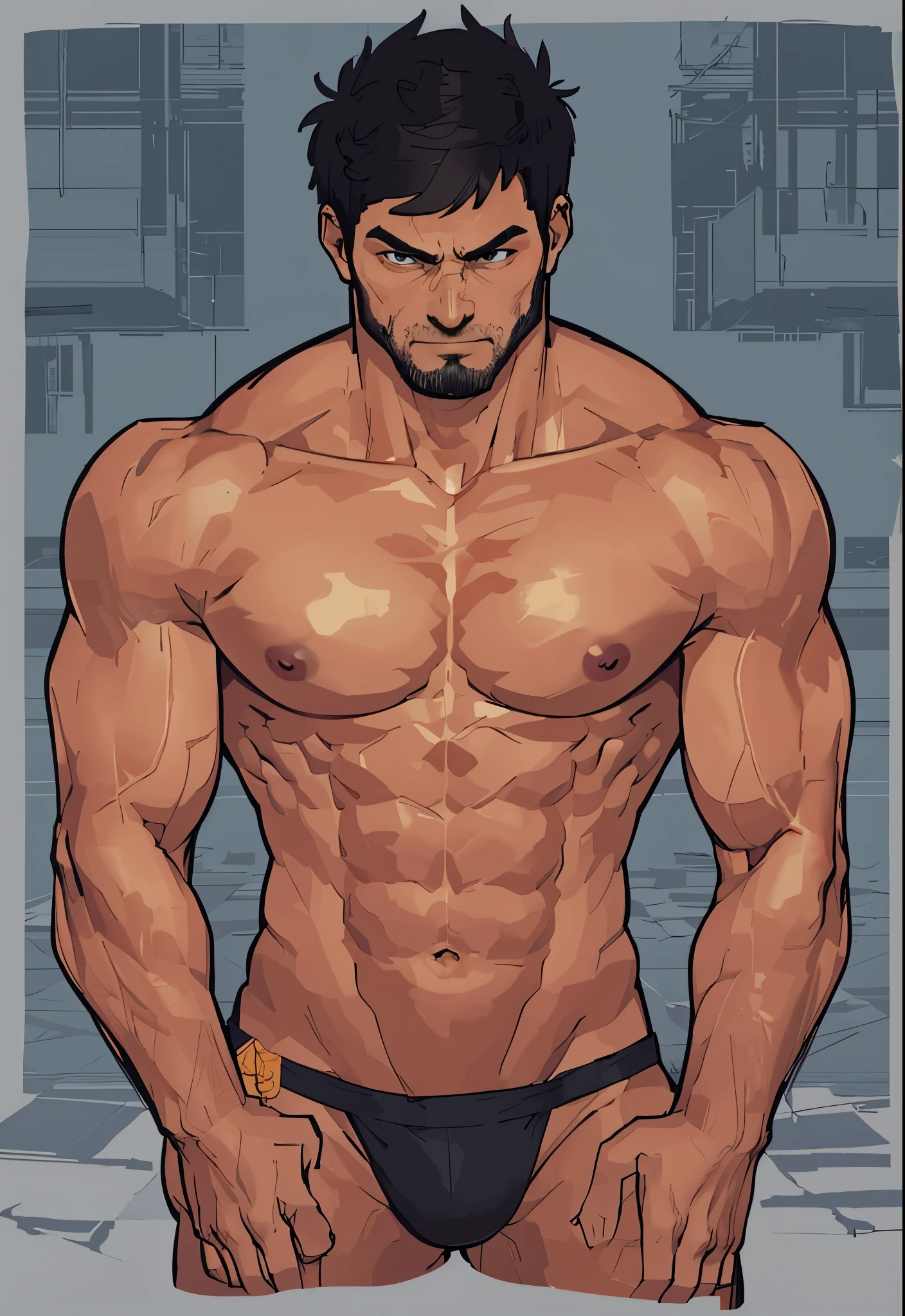 pixelart， muscle men，chest muscle，Abs