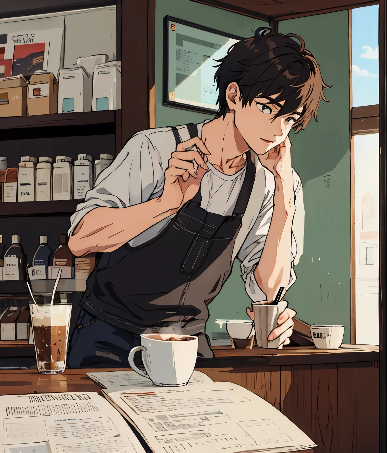 1boy,in the cafee