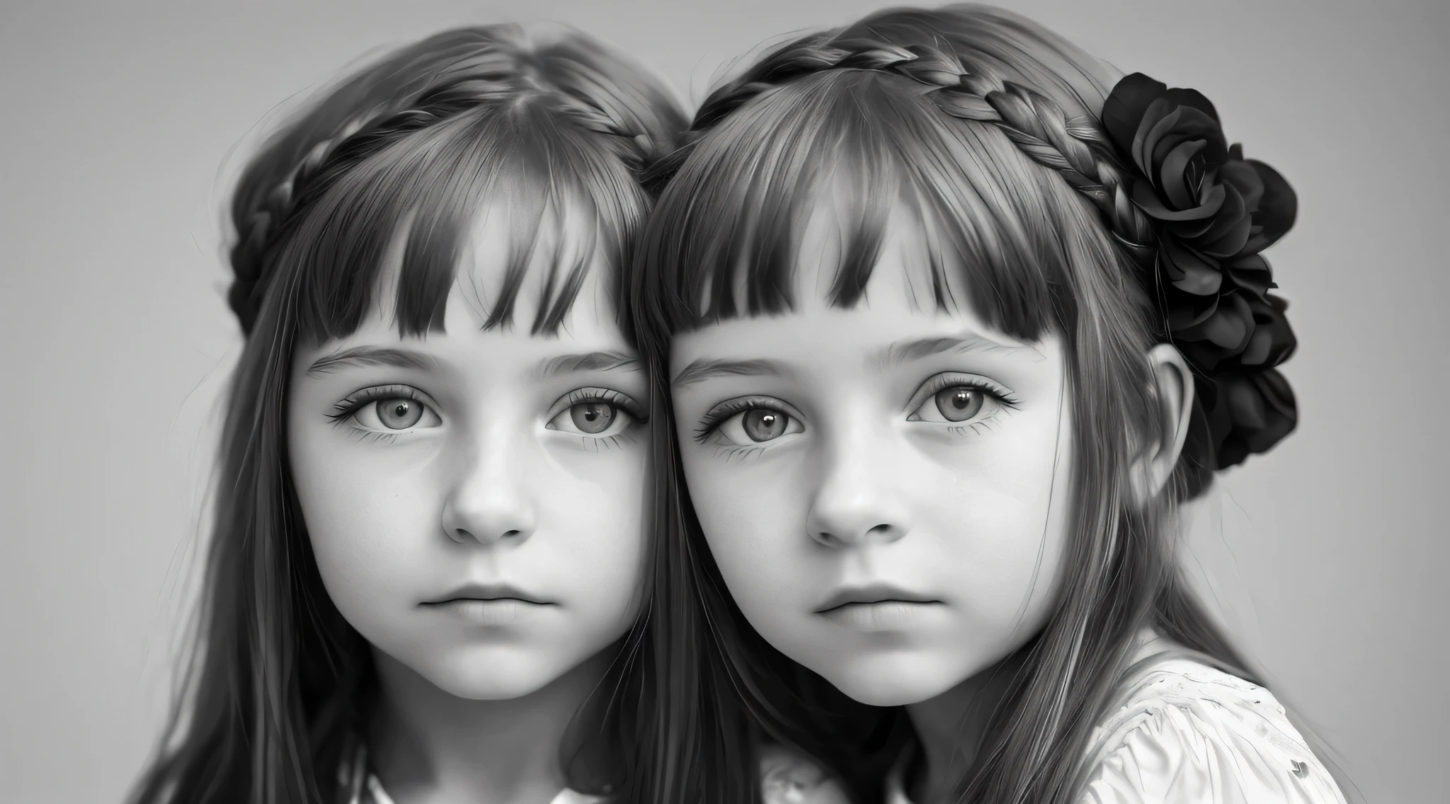 ((Masterpiece, Superb, Super Detailed, High Resolution)), solo, beautiful girl RUSSIAN CHILD IN BRAIDS , bright eyes, perfect eyes, years, black and white gold theme,