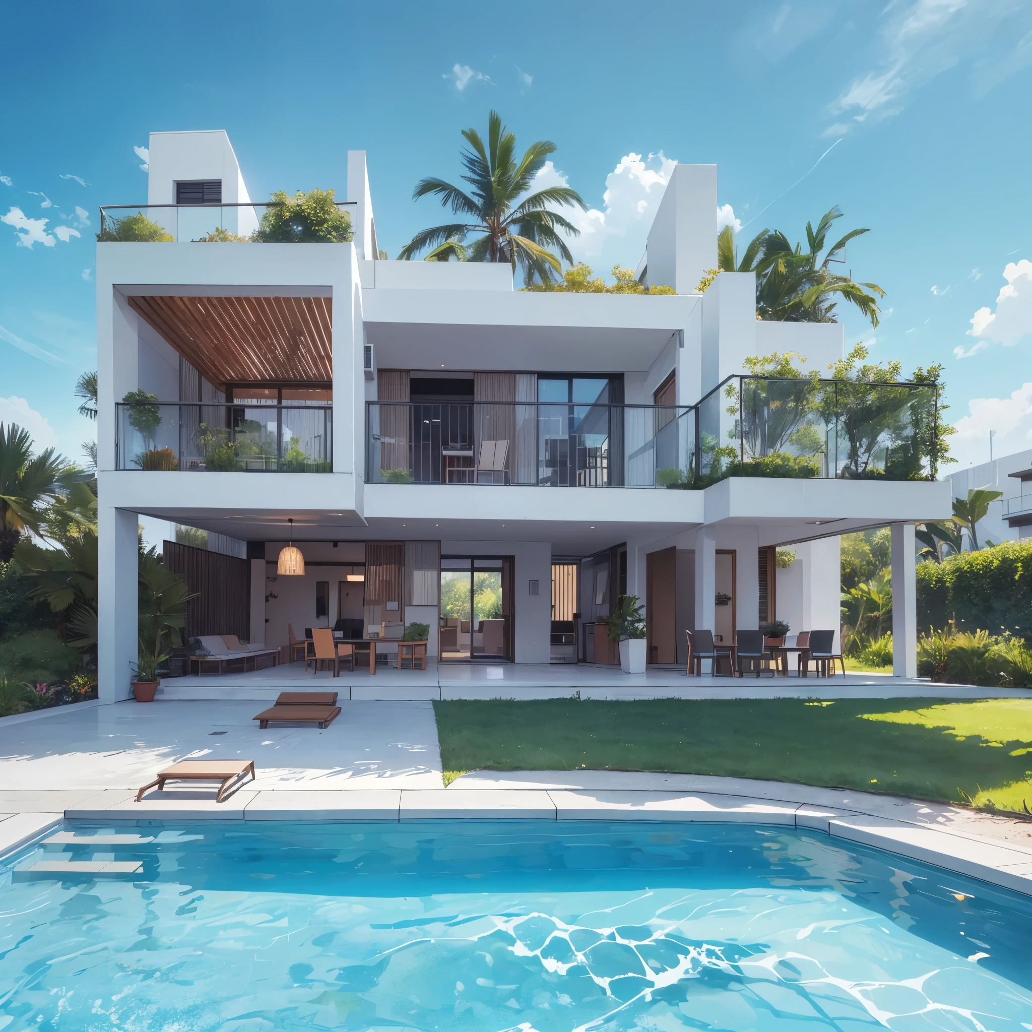 Real photo, super HD, 4k, duplex villa, modern architecture, very detailed, masterpiece, complex --auto --s2