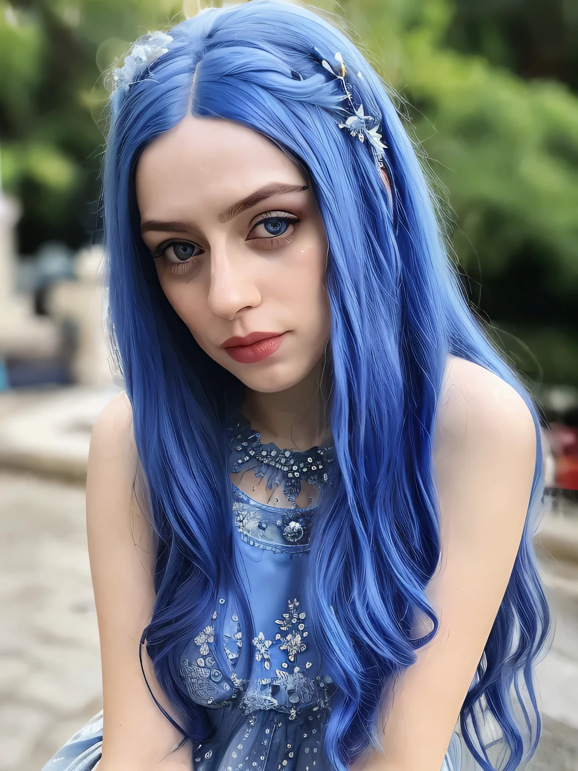 Maybe Baby, blue hair, beautiful detailed blue eyeasterpiece:1.2) (photorealistic:1.1) (bokeh:1.7) (best quality) (detailed skin:1.1) (intricate details) (8k) (HDR) (cinematic lighting) (sharp focus)