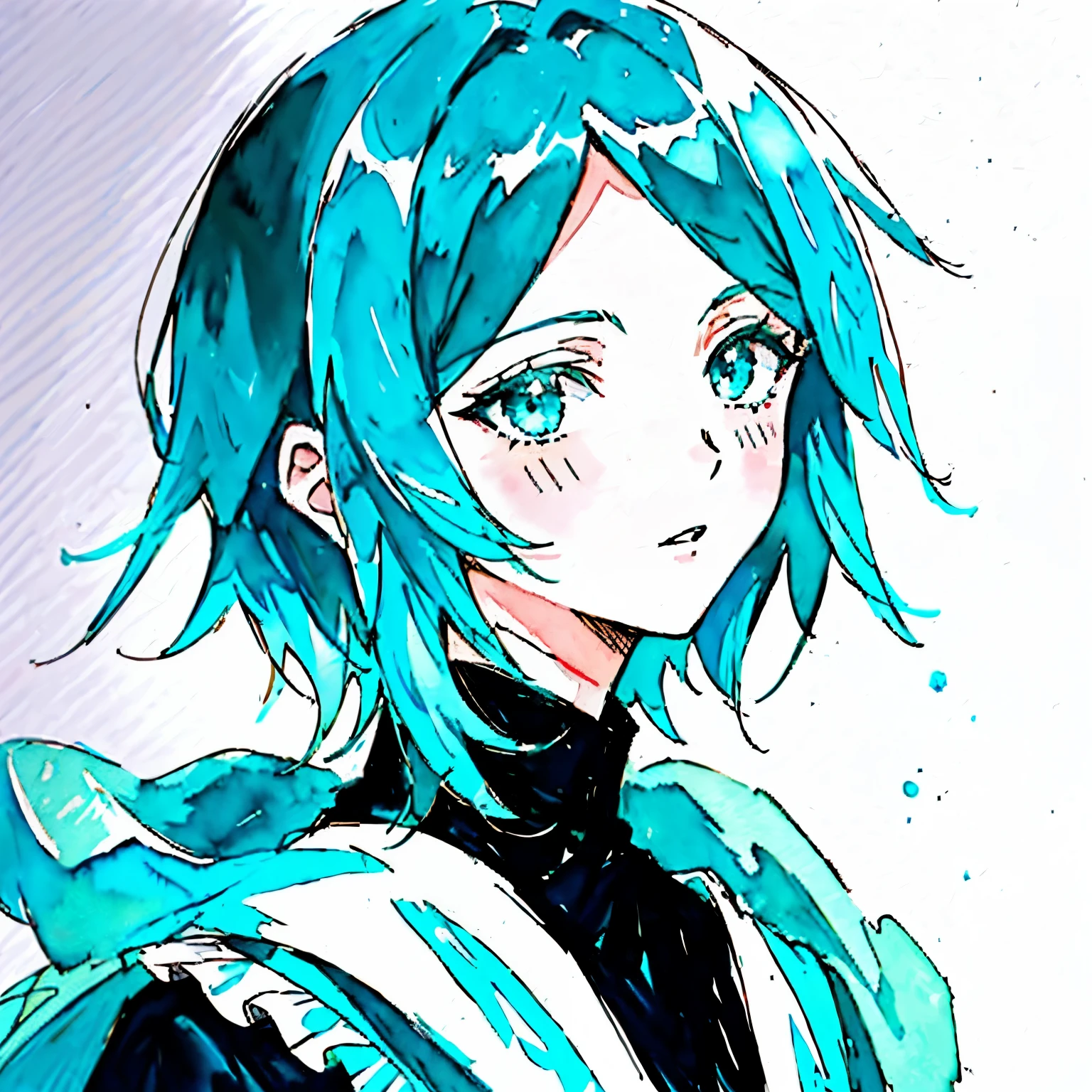 phosphophyllite, phos, short_hair, green_hair, shiny_hair, portrait, regal, robe, intricated, detailed, (watercolor_\(medium\):1.1)