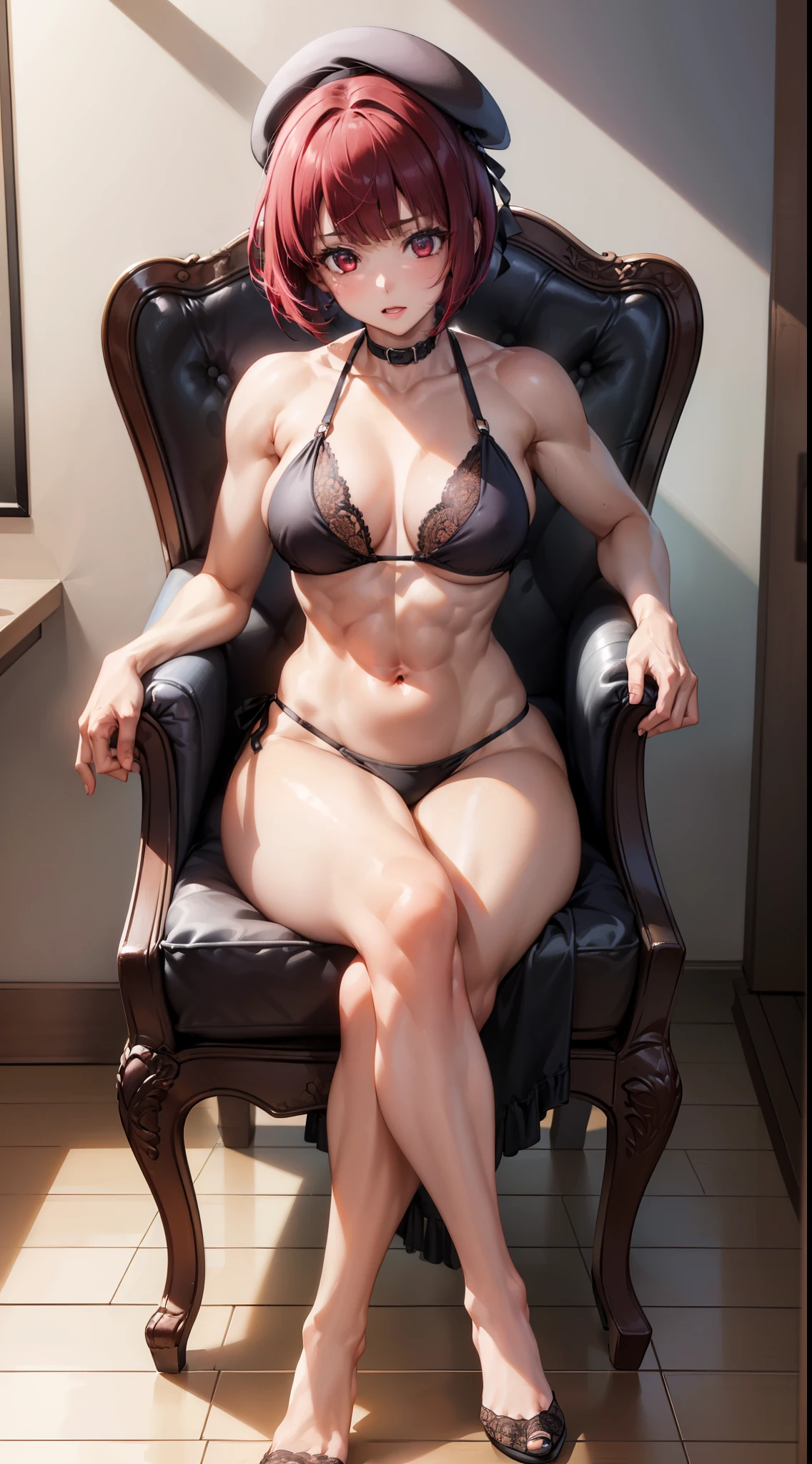 (((1 girl))), Kana Arima, bob cut, (red eyes: 1.5), red hair, short hair,
BREAK beret, (Wearing a very sexy and short bikini), hat, (muscular belly), wide hips, thin waist, (((sitting on the chair facing me with her legs crossed))), wearing black high-heeled shoes , (((stand))), {{{full body photo}}},
BREAK looking at the viewer,
Break-in at home, classroom,
break (master piece: 1.2), best quality, highest resolution, Unity 8k wallpaper, (插圖: 0.8), (beautiful detailed eyes: 1.6), Extremely detailed face, perfect lighting, extremely detailed CG, (perfect hands, perfect anatomy),