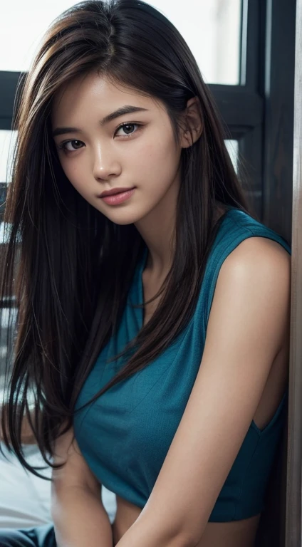 8k, best quality, masterpiece, realistic, ultra detail, photo realistic, hyper realistic, smoother lighting, increase cinematic lighting quality, realistic lighting, backlighting, brightening light, Increase quality, best quality real texture skin,
close-up, slender, cute face, smile, beautiful details eyes, 19years old korean, pretty, Drill hair with electric blue color, hood,