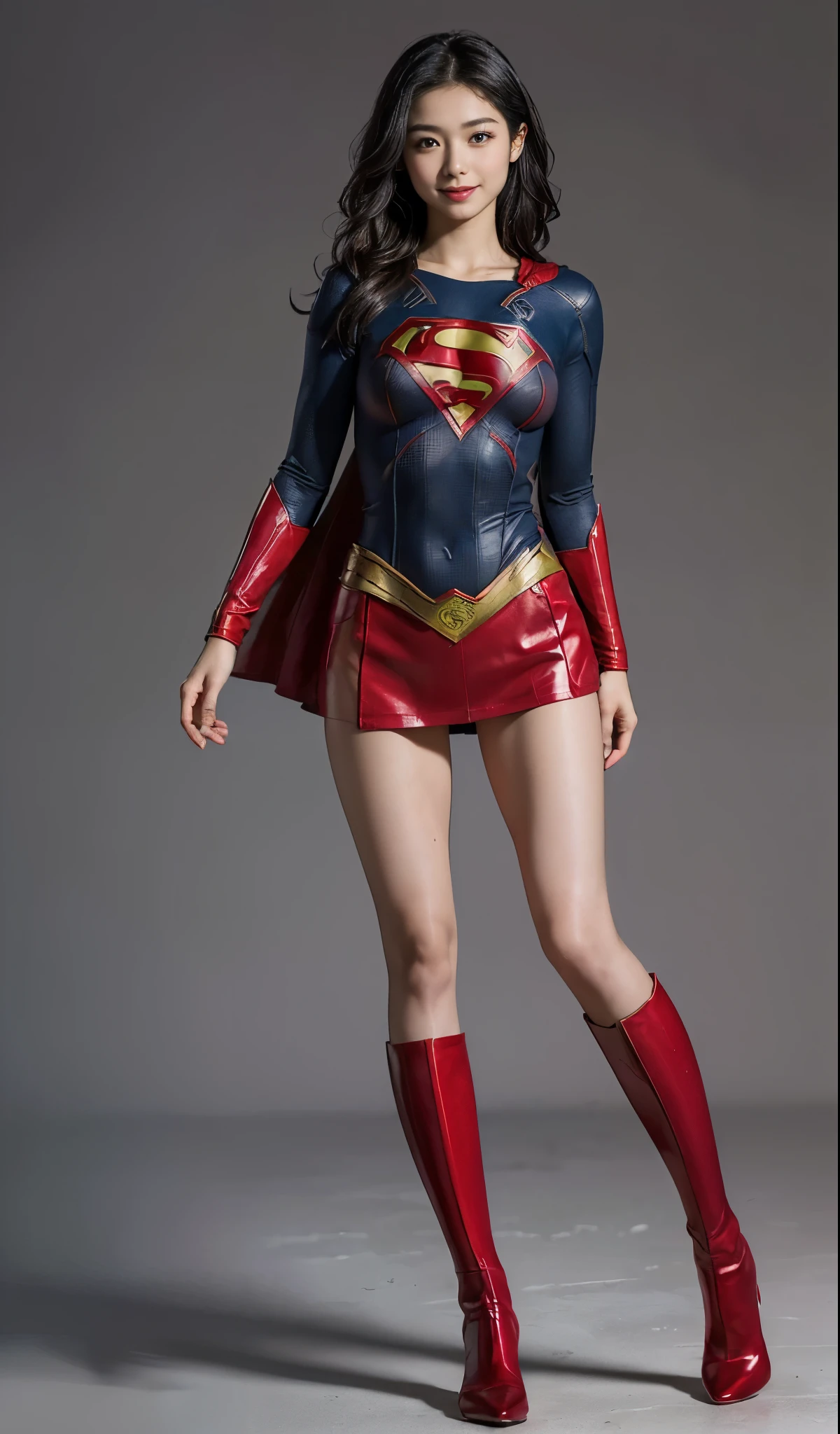 No background、Are sleeping、lying back on、(((Wear black tights on your beautiful legs.)))、(((Grow legs、tall、Legally express the beauty of your smile)))、((((Make the most of the original image)))、(((Supergirl Costume)))、(((beautiful hairl)))、(((Suffering)))、(((Feet must necessarily be worn with black tights)))、(((You need to wear red boots)))、((Top image quality、8K))、((top-quality、8K、masterpiece:1.3))、(((Keep Background )))、Crisp focus:1.2、Beautiful woman with perfect body shape:1.4、Slender Abs:1.2、a wet body:1.5、Highly detailed facial and skin texture、8K