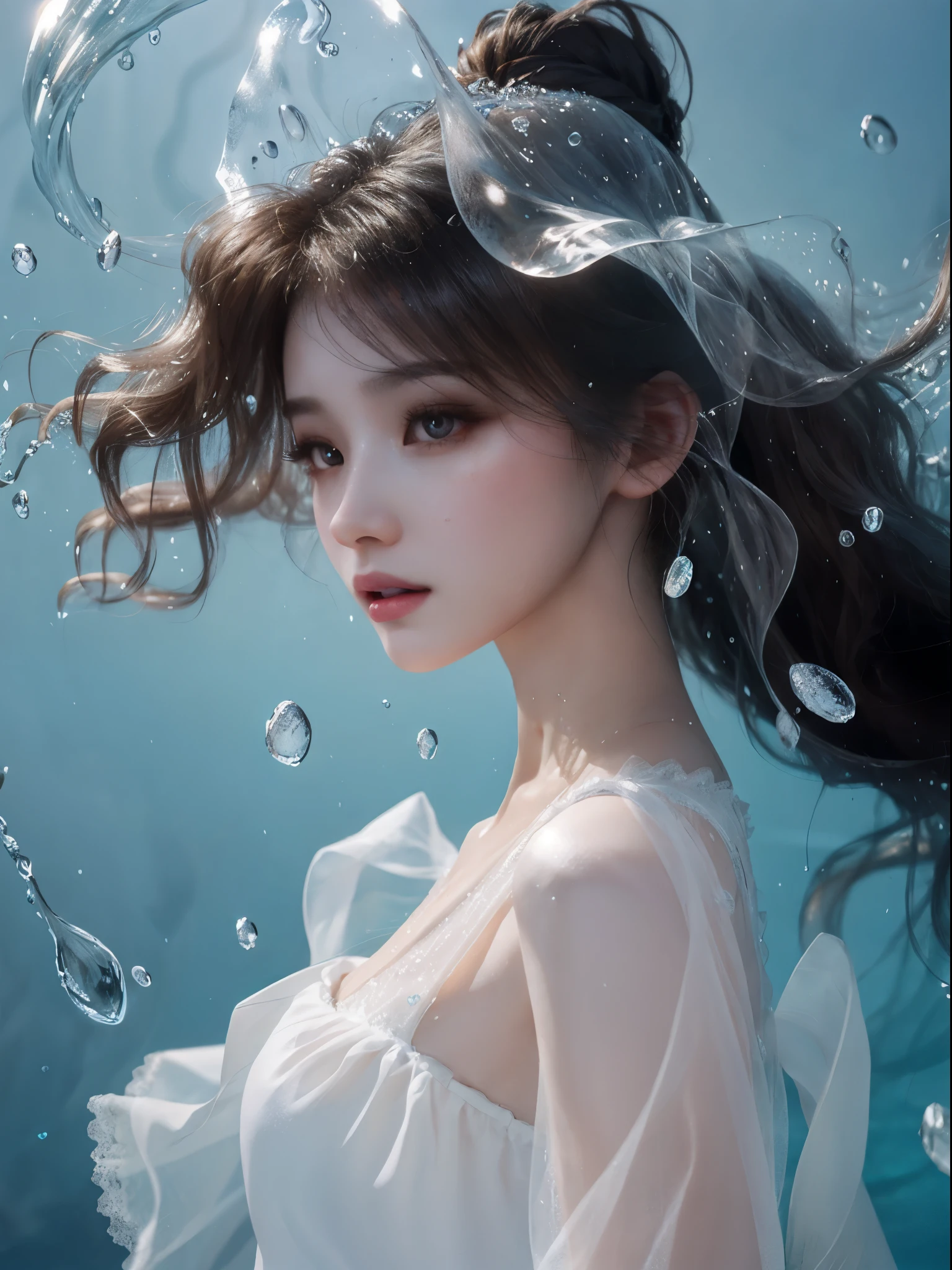 Watery beauty、Sheer milk、Hair is short、japanes、realistic、slender