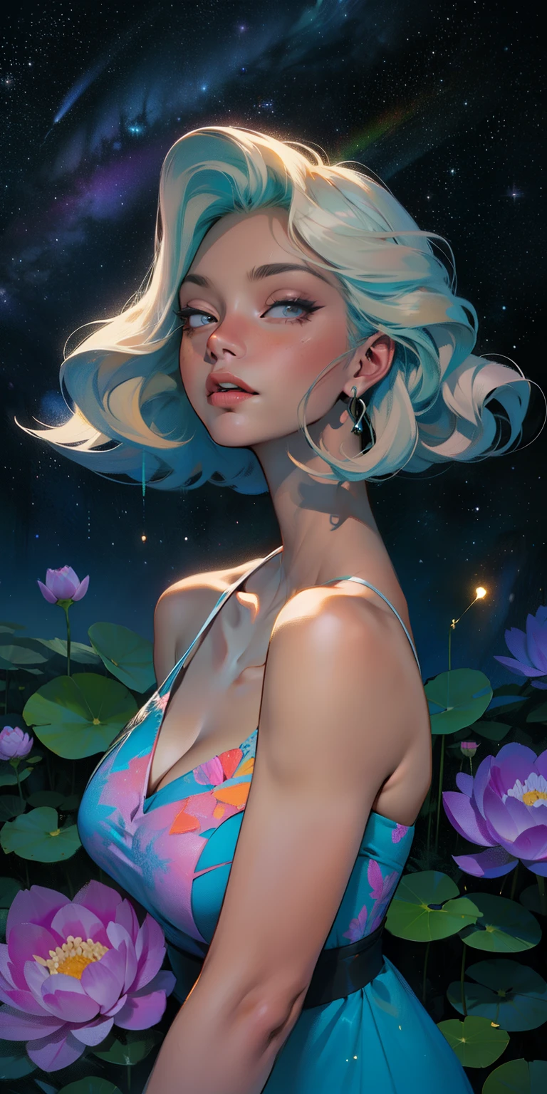 peony/lotus/cornflower/wheat/mallow/ chamomile/poppy/Wildflowers,professional,abstract beauty,approaching perfection,Dynamic,Highly detailed,digitally painted,Artstation,Concept art,Smooth,sharp-focus,an illustration,Artists: by Carne Griffiths, Wadim Kashin,leonid afremov,kandinsky,Psychedelic,watercolour,crystals foil,stylish,fantastic,gold,colorful neon, s face, waist-high, portrait of a, up close, near, queen, a goddess, A glorious sunrise, aura, glow, multi-colored bright aurora borealis, Spectrum Rainbow,Colored feathers, In a chic, lavender white mint hair, pastel, mixed-language_SMS, (beautiful and clear background:1.2),, fantastic paintings , olhos altamente detalhados, crystals, outer space, galaxy, Gorgeous hair, Background Flora Peony, poppy, hydrangea, Plants. Loving. Love. ultra detail hair, Best Quality, high qulity, high resolucion, detail enhancement, ((most beautiful image in the world)), Masterpiece, Best Quality, High Quality Detail Enhancement, ((most beautiful image ), Shiny hair, Ultra chic lace panties, Topless, naked body, curvy chic body, Stampa Flores, art by stjepan sejic, art by j scott campbell, art by guillem march, art by citemer liu, 4k, high resolucion, comic book character, comic, high quality detailed, style of ::2.0 comix illustration style,tatoon style, high qulity, high resolucion, detail enhancement, 8K, HD, Best Quality, high qulity, high resolucion, detail enhancement, 8K, HDR, sharp-focus, Ultra Detailed, perfect lighting, Curvy Body, Lush big breasts, Curvy big hips, sparks, Stars, The Cycle of the Stars