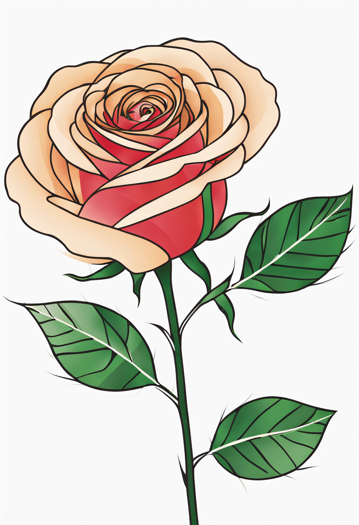 image of rose flower with stem, which is obtained from randomly intersecting colored lines, the intersections of straight thin lines form the outline of a rose flower, rose flower made of colored thin lines, color line art