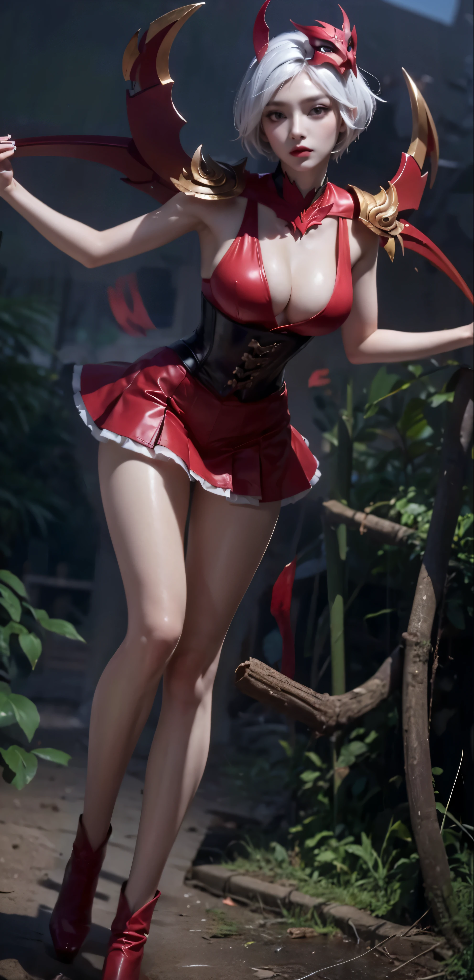 The background turns into a twisted jungle
