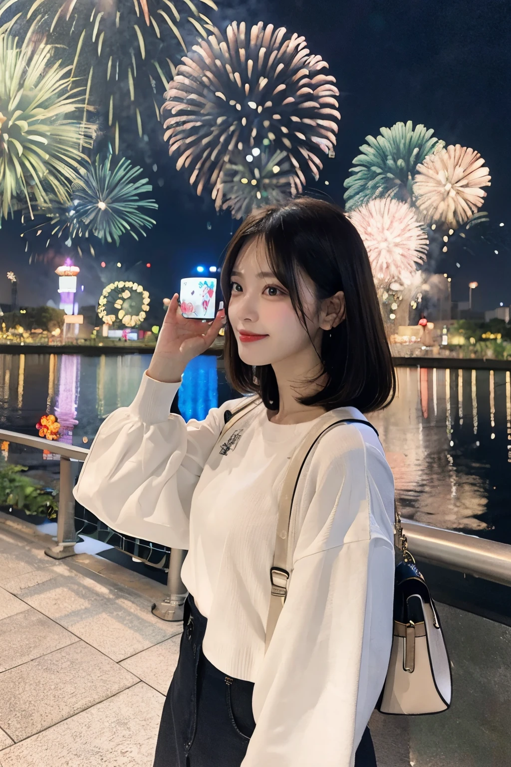 Watching fireworks at Taipei 101