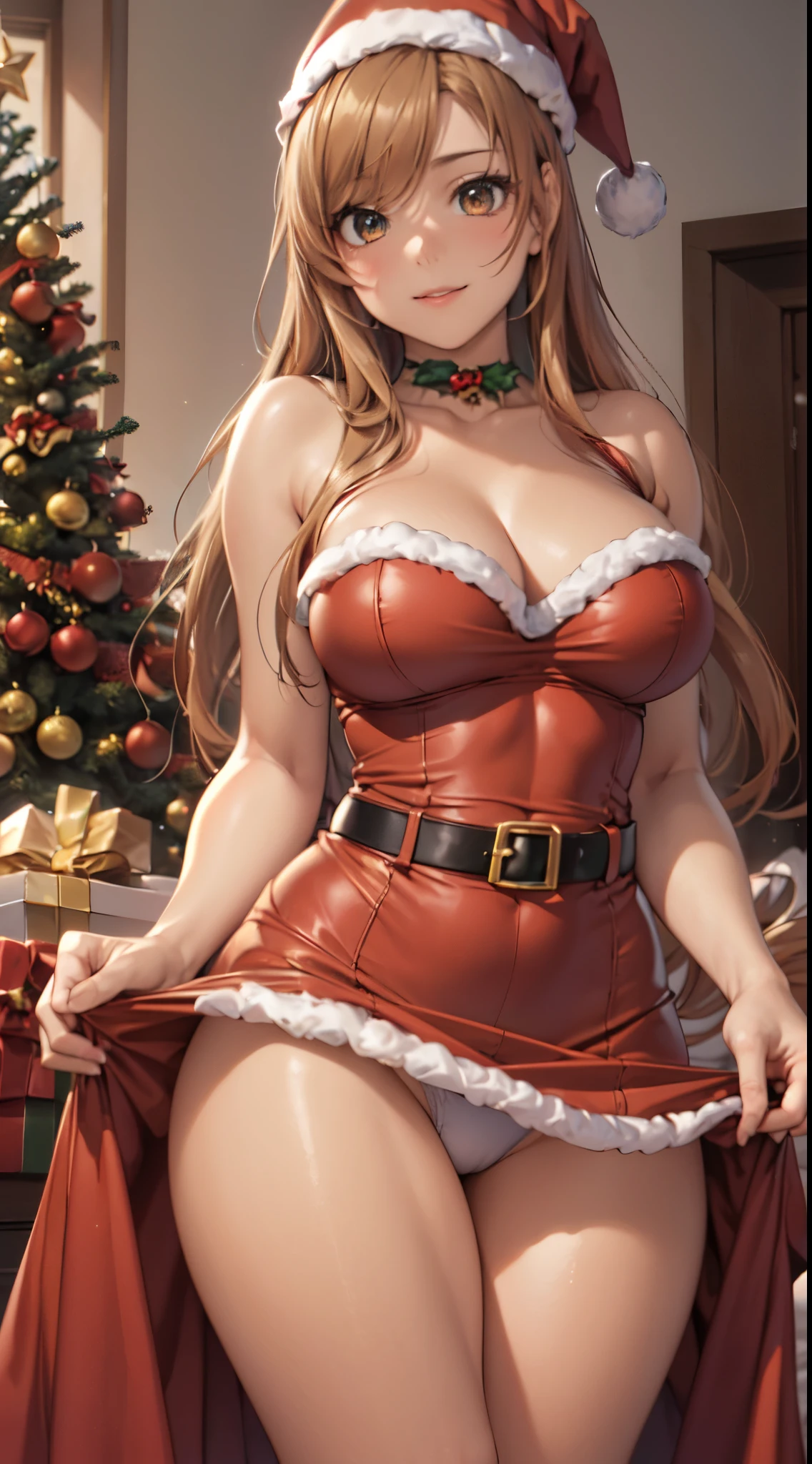 (masterpiece:1.5),(an animated character:1.3)(24 year old,High school students:1.3),very precise details,(Ultra High Resolution:1.5),(the Extremely Detailed CG Unity 8K Wallpapers:1.4),(Realistic,Photorealsitic,hyper realisitic:1.4),(A slender:1.5),(Perfect female body:1.4),(Curve,Model,Farbe care:1.5),Beautiful breasts,Farbe_aberration,beautiful detailed shadow,Beautiful eyes,Beautiful body,Beautiful skin,beautifull hands,(Aesthetic Anime Eyes:1.4),brightly lit room,Perfect litthing,(santa claus:1.4),(Orange Eye,Bright orange hair:1.5),(Crown Half Up:1.4),(Large breasts:1.2),(Smile:1.4),(is standing:1.3),(red santa claus costume:1.4),(red santa claus clothes:1.4),(Red Santa Hat:1.4),(Red Santa Skirt:1.4),(Christmas atmosphere,Christmas tree,livingroom:1.4),white panties,nsfw,(red santa skirt lift:1.4),(white pantie:1.3), (showing off panties:1.3),Lifting the skirt with your hands,,(A slender:1.5),
Anime,charming anime girls,Little Curve Beauty ta,beautiful seductive anime teen,Beautiful anime girl,charming anime girls,Smooth Anime CG Art,Beautiful seductive anime woman,Best Anime Girls,Cute anime girl,