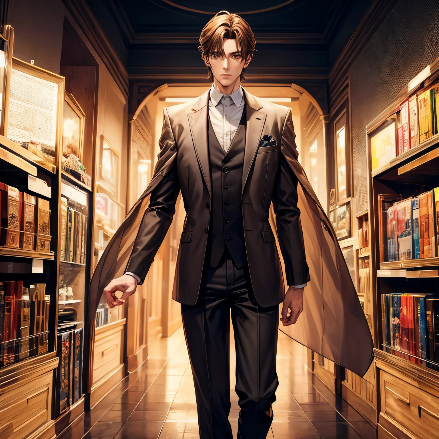 Tall man with brown hair on transparent background