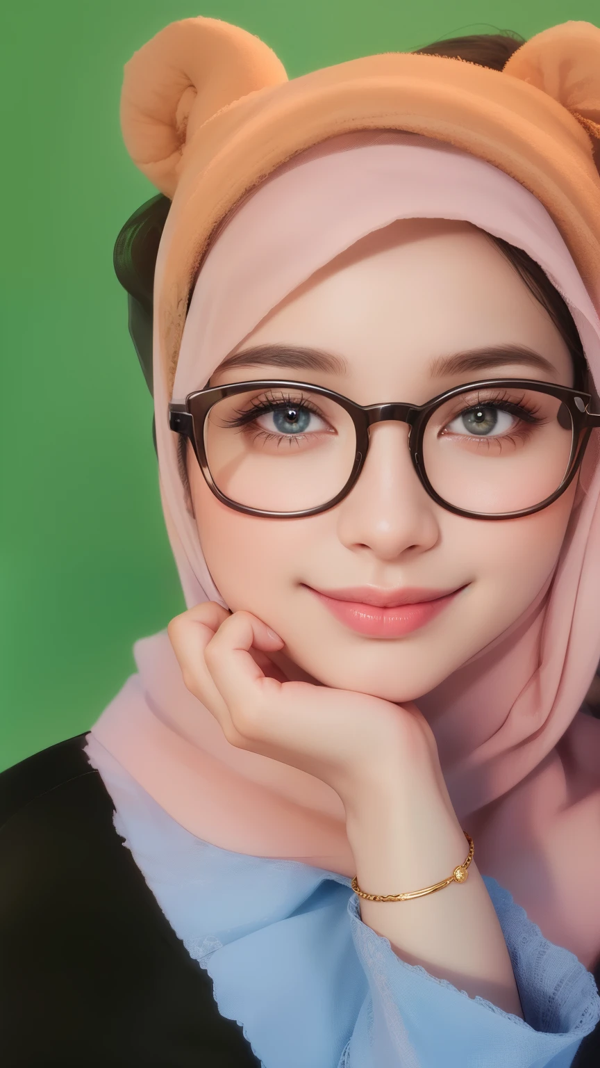 Beautiful big breastokeh, detailed luxury living room, gentle and charming beautiful goddess, necklace, beautiful face, double eyelids, Natural, (from below angle), (glossy skin:1.05), Perfect figure, (64k, UHD, RAW photo, best quality, masterpiece:1.4), (realistic, photo-realistic:1.37), ultra high res, photon mapping, radiosity, physically-based rendering, beautiful smile, glasses, hijab