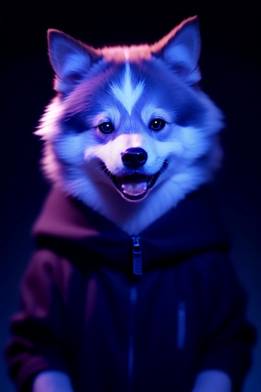 Shetland Husky dog Cyberpunk